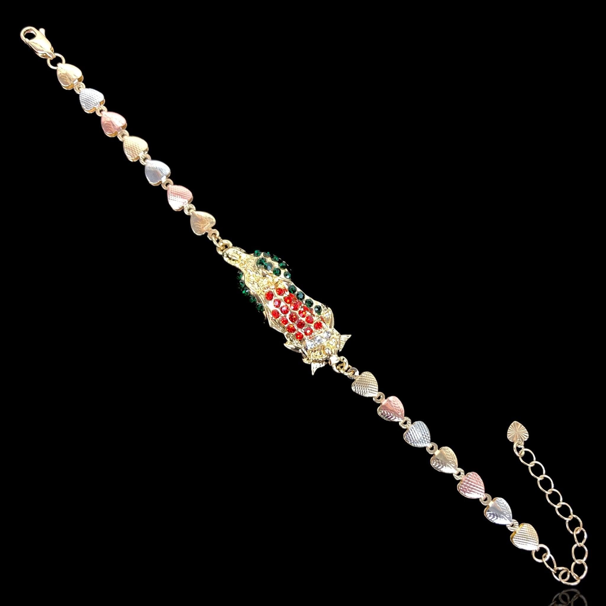 Gold Filled Oro Laminado Guadalupe CZ Heart Bracelet