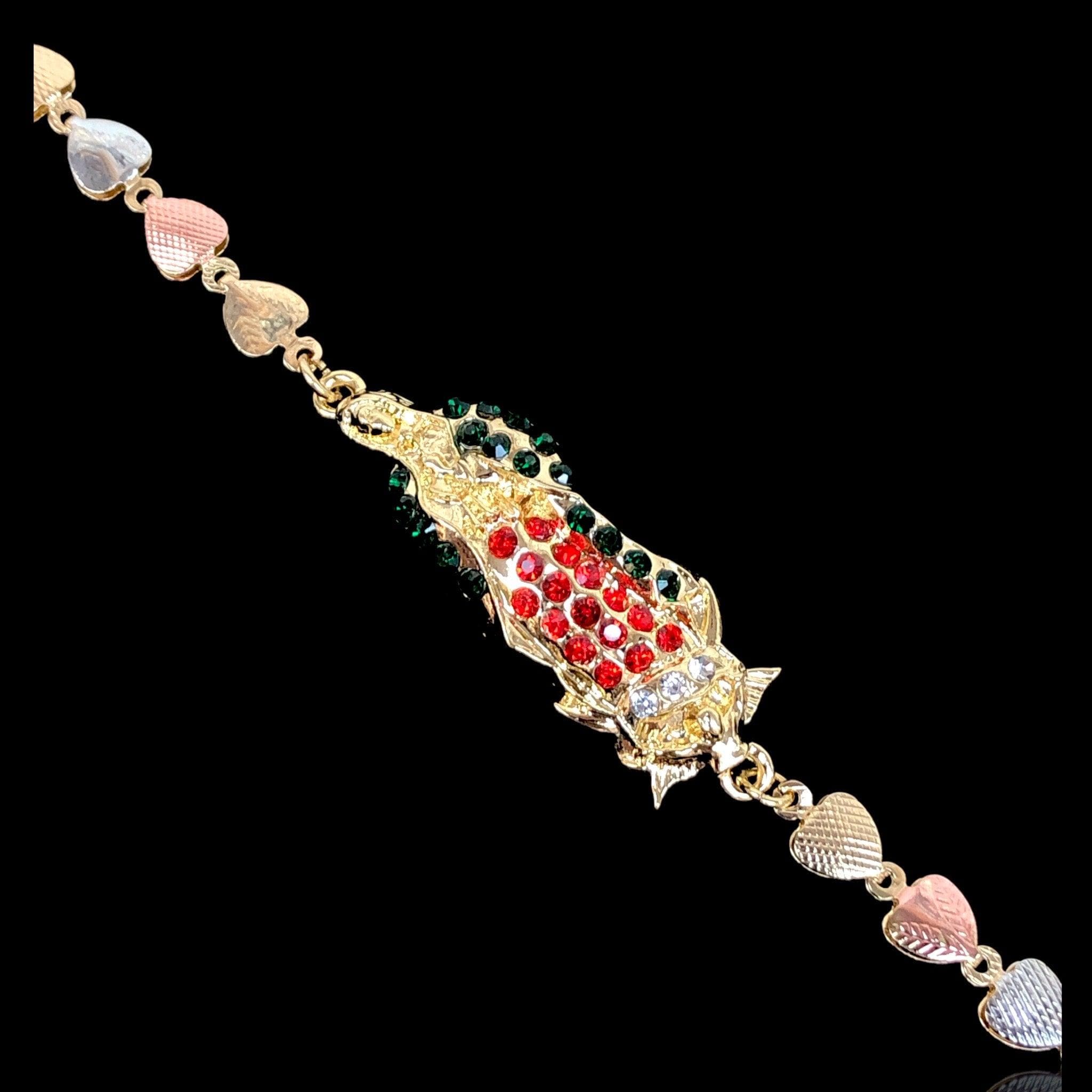 Gold Filled Oro Laminado Guadalupe CZ Heart Bracelet