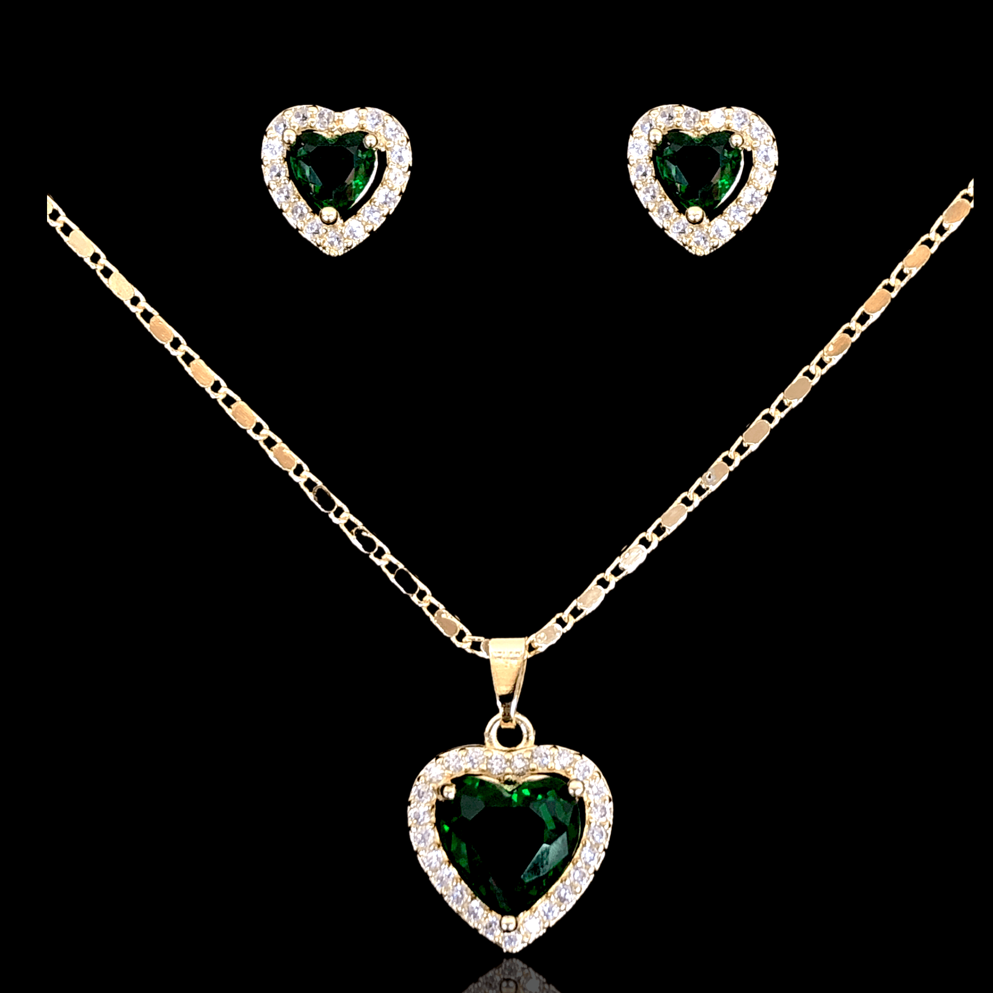 Gold Filled Oro Laminado Parisian Heart Zirconia Set