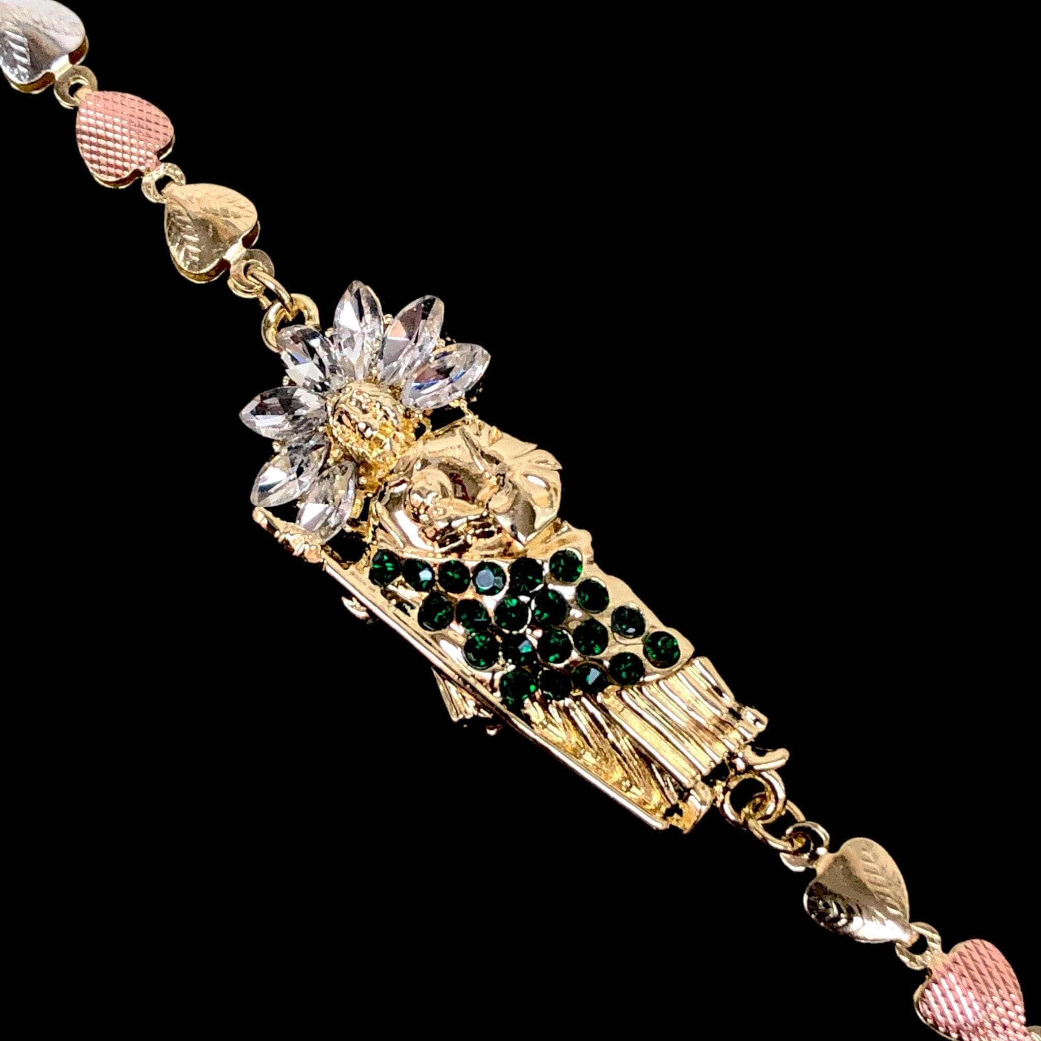 Gold Filled Oro Laminado Saint Jude San Judas CZ Heart Bracelet