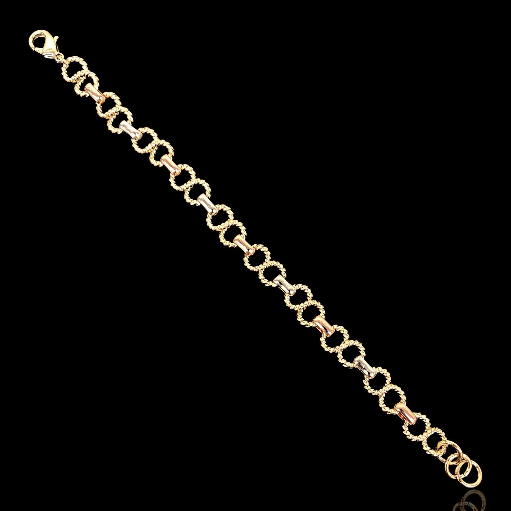 Gold Filled Oro Laminado Tricolor French Bohemian Bracelet 6