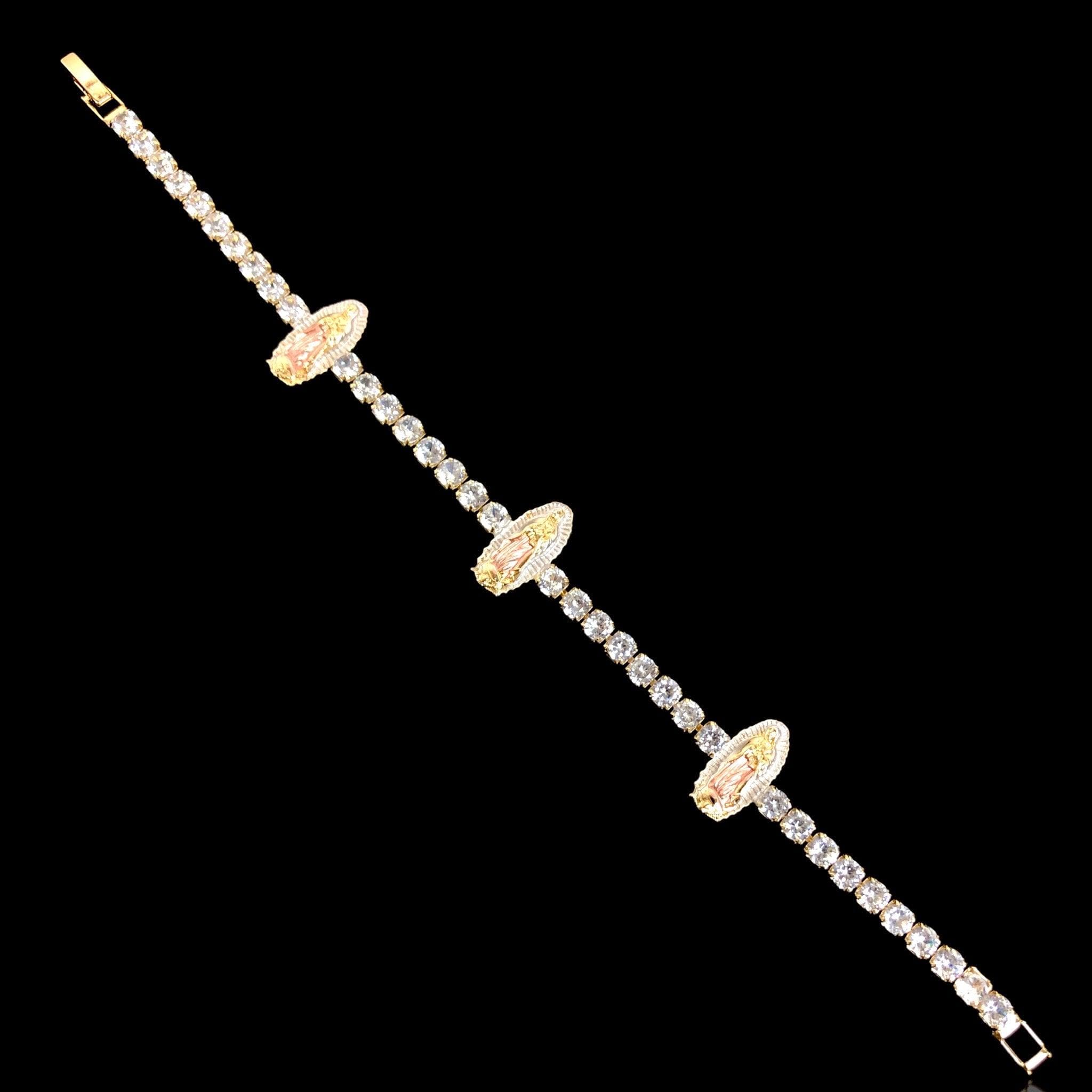 Gold Filled Oro Laminado Tricolor Guadalupe CZ Tennis Bracelet