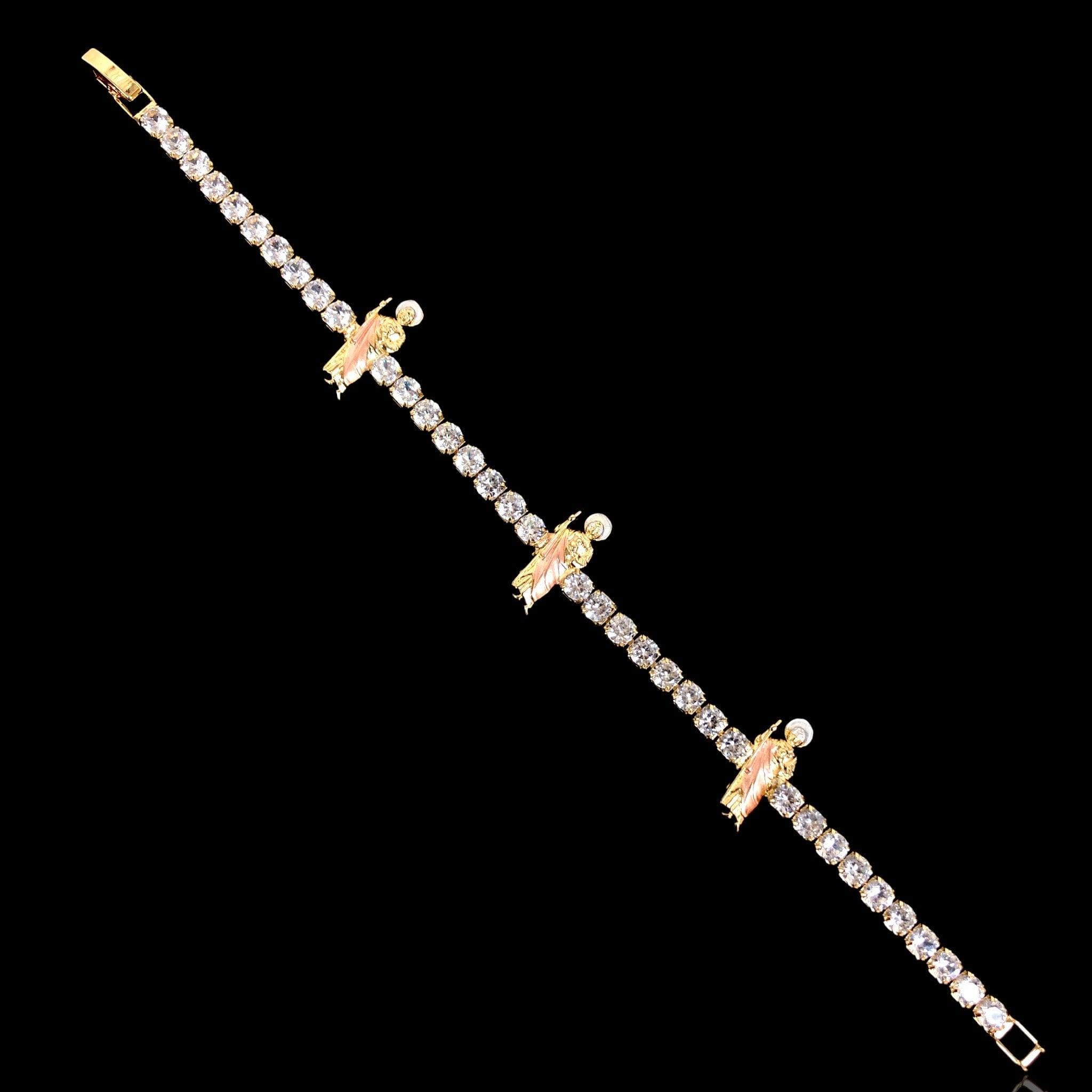 Gold Filled Oro Laminado Tricolor San Jude CZ Bracelet