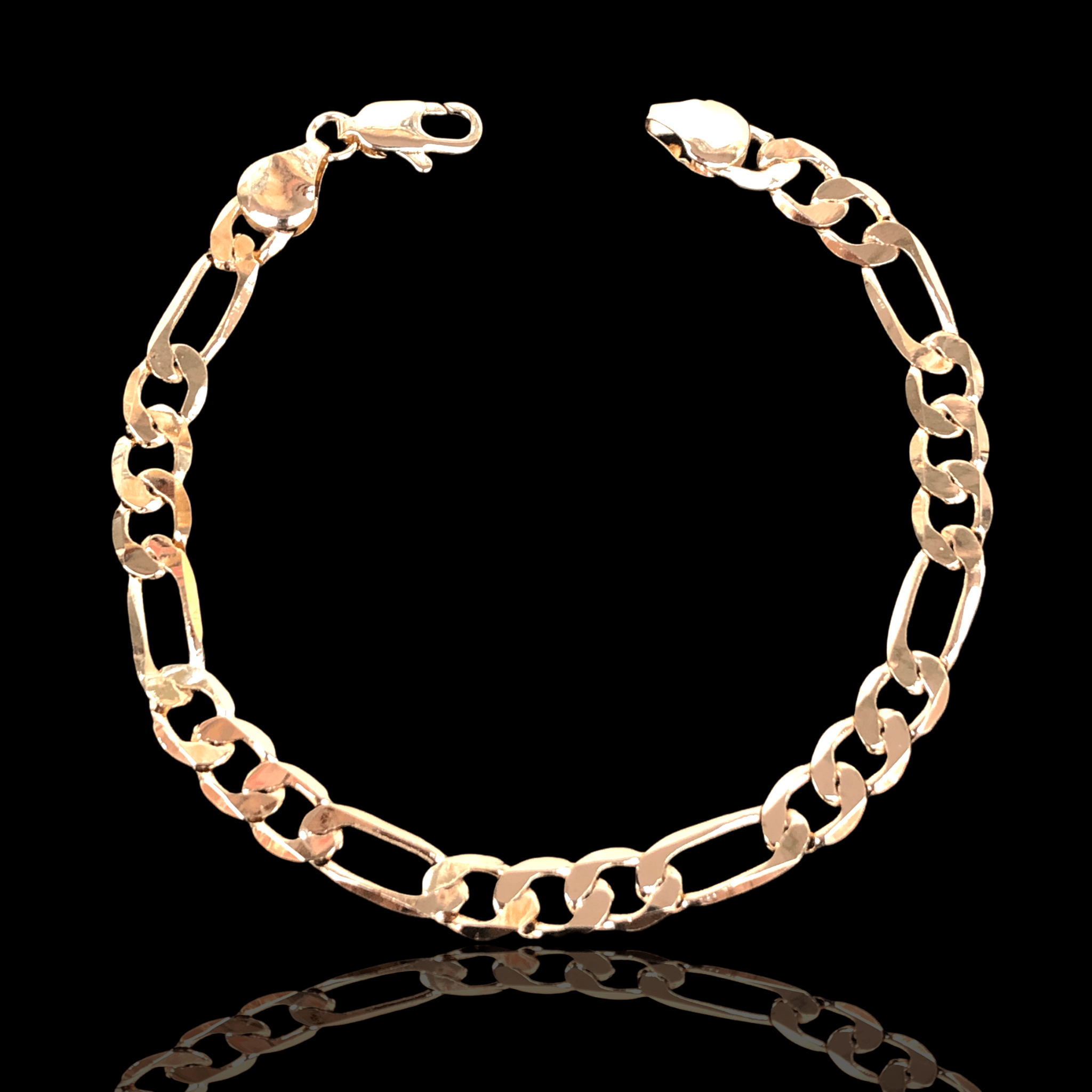 Oro Laminado Gold Filled 7mm Figaro Men's Bracelet (PACK OF 6)