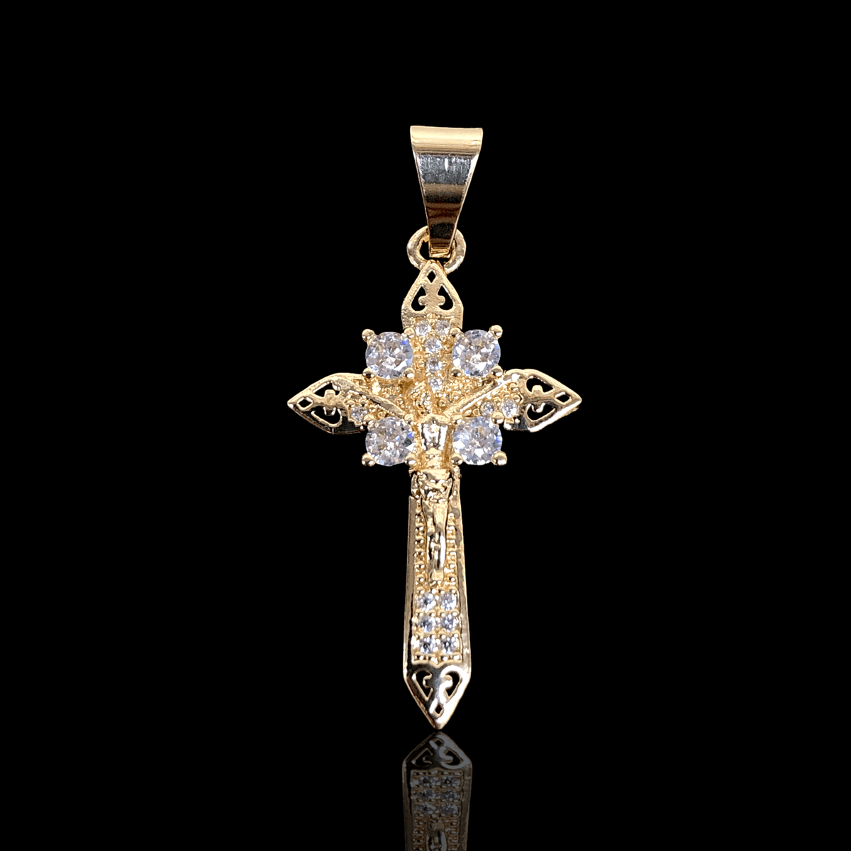 Oro Laminado Gold Filled Christ's Grace Cross Pendant