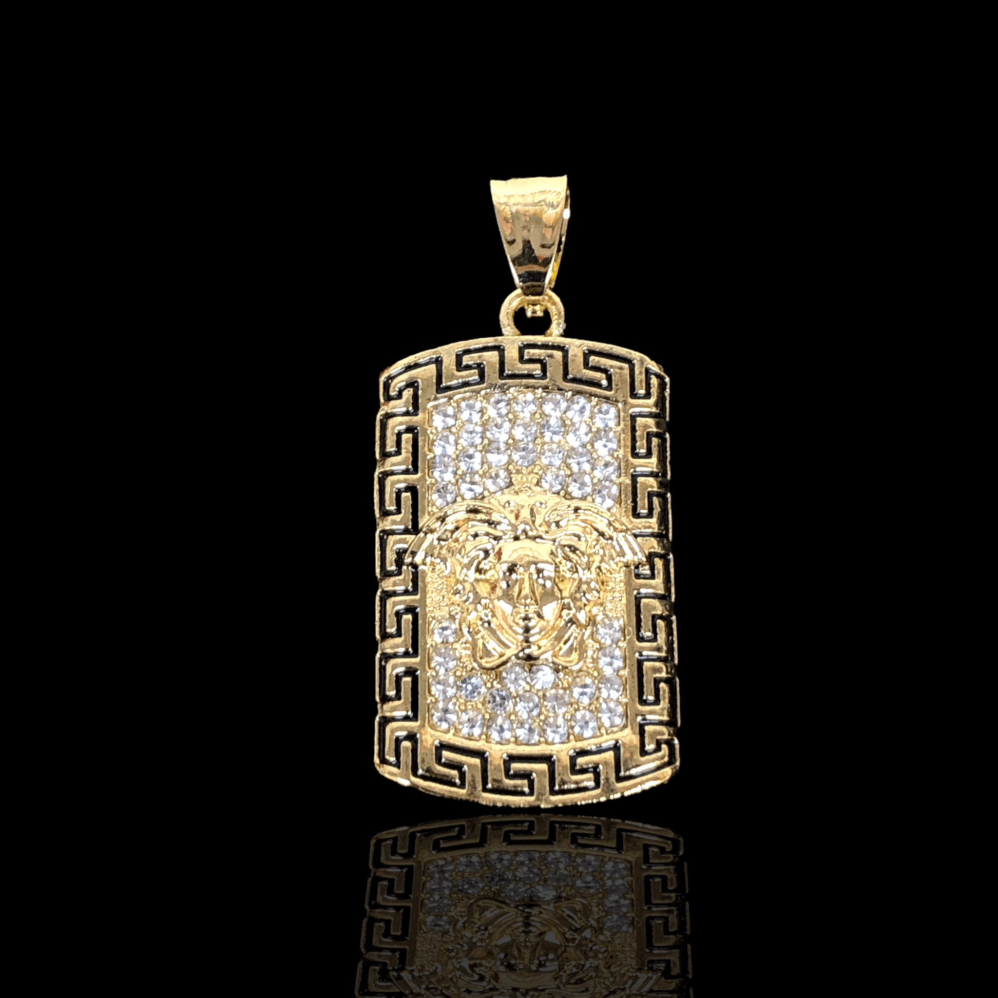 Oro Laminado Gold Filled Classic Greek ID Tag Pendant