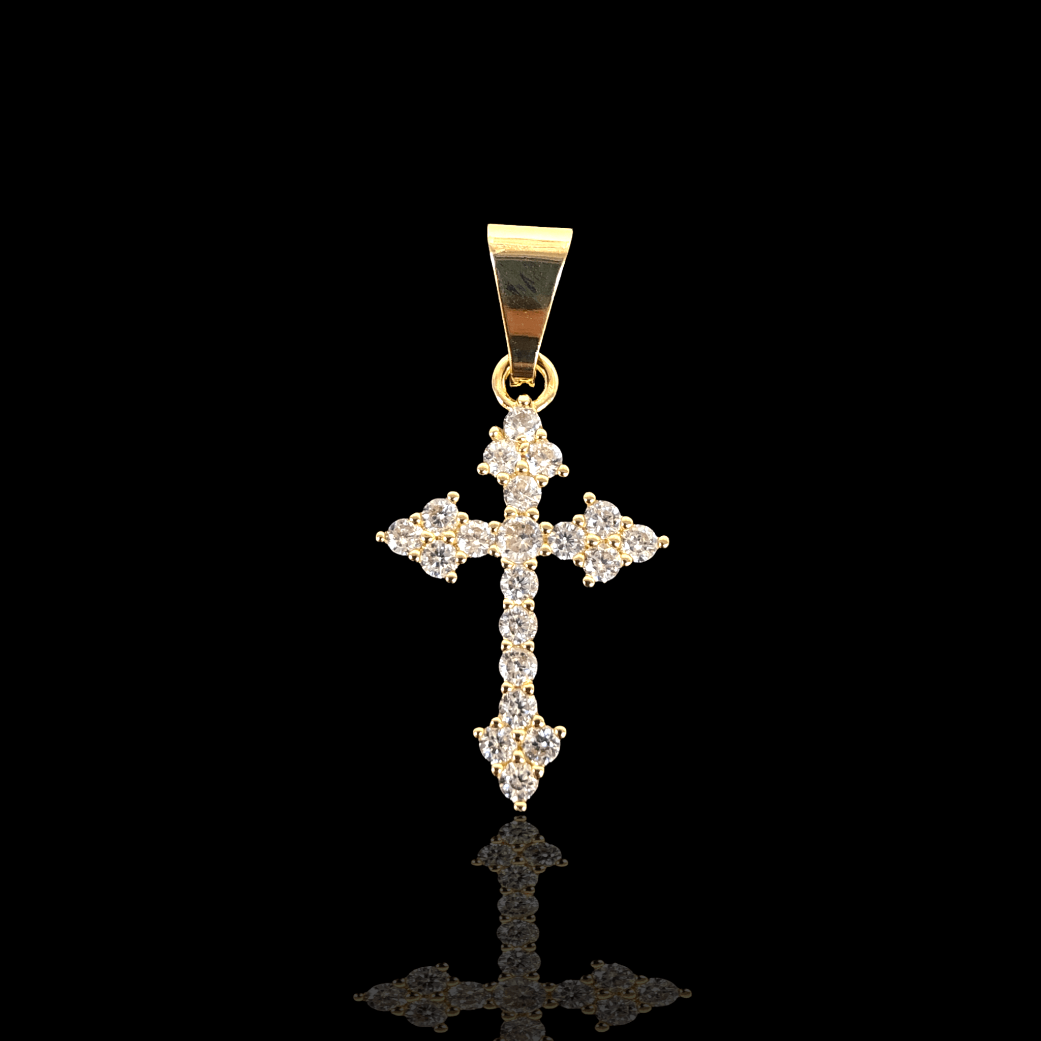 Oro Laminado Gold Filled Eternal Ember CZ Cross Pendant