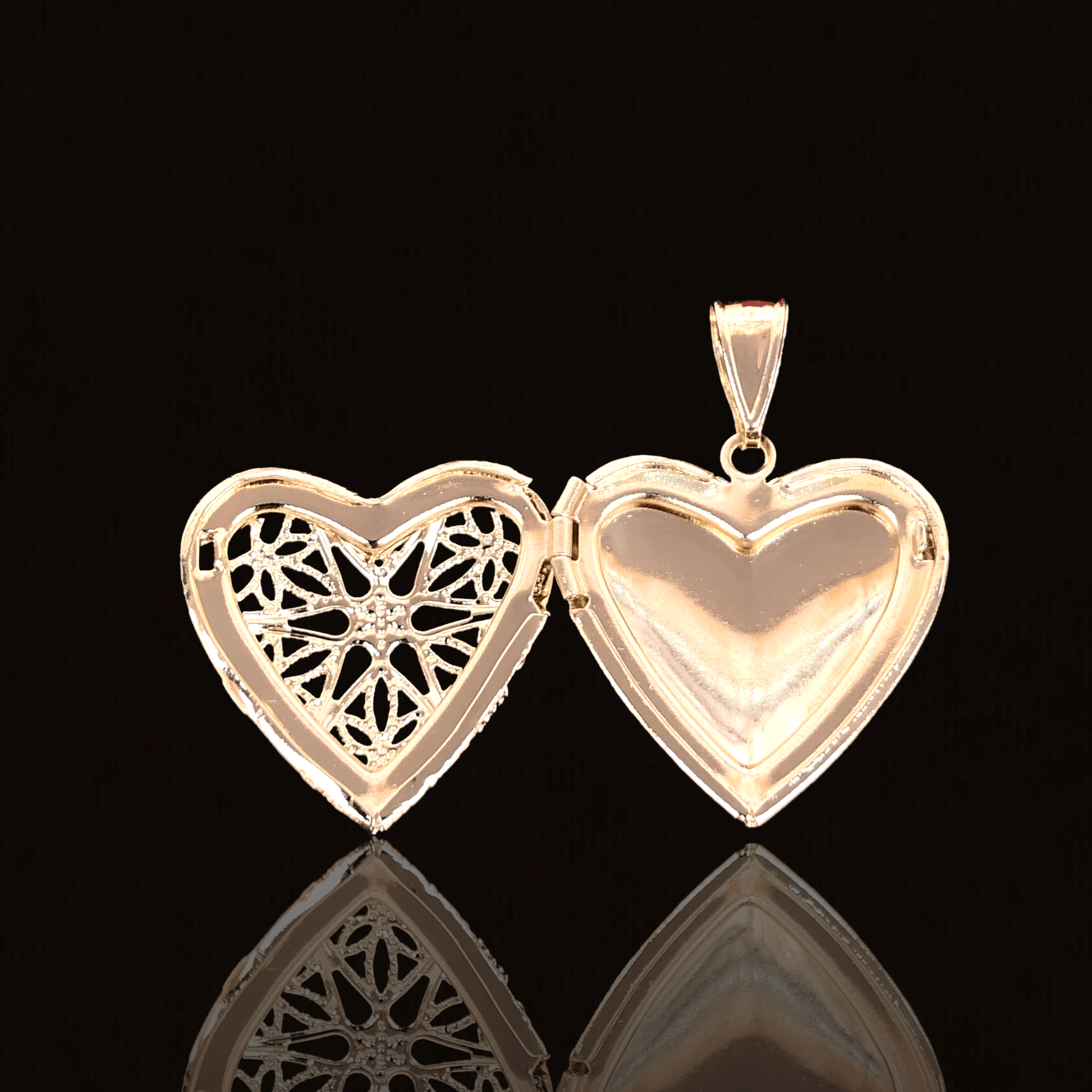 Oro Laminado Gold Filled Filigree Heart Locket Pendant