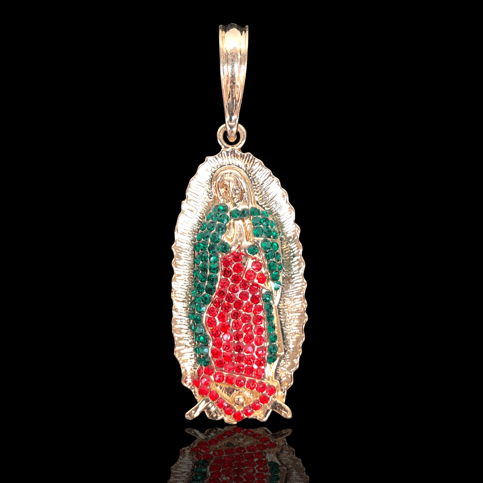 Oro Laminado Gold Filled Florentine Saint Guadalupe Pendant