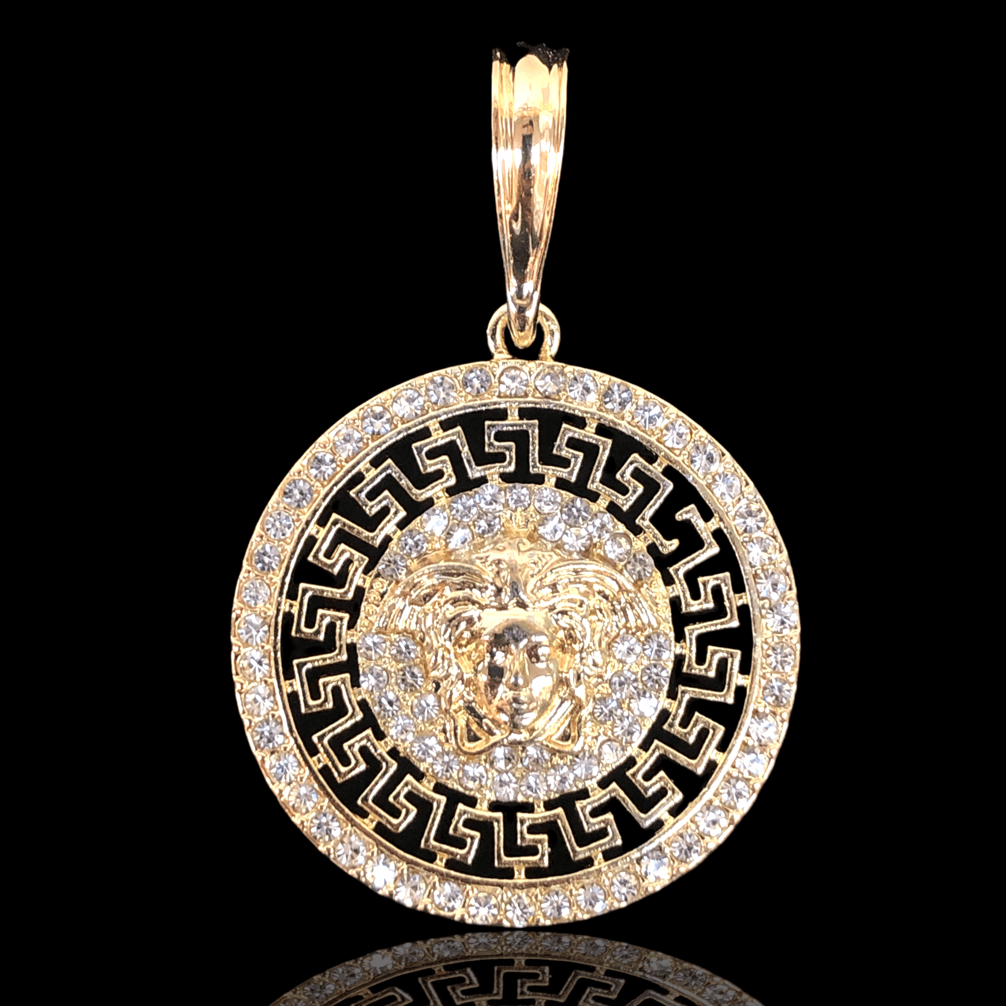 Oro Laminado Gold Filled Greek Roman Classic Round Pendant