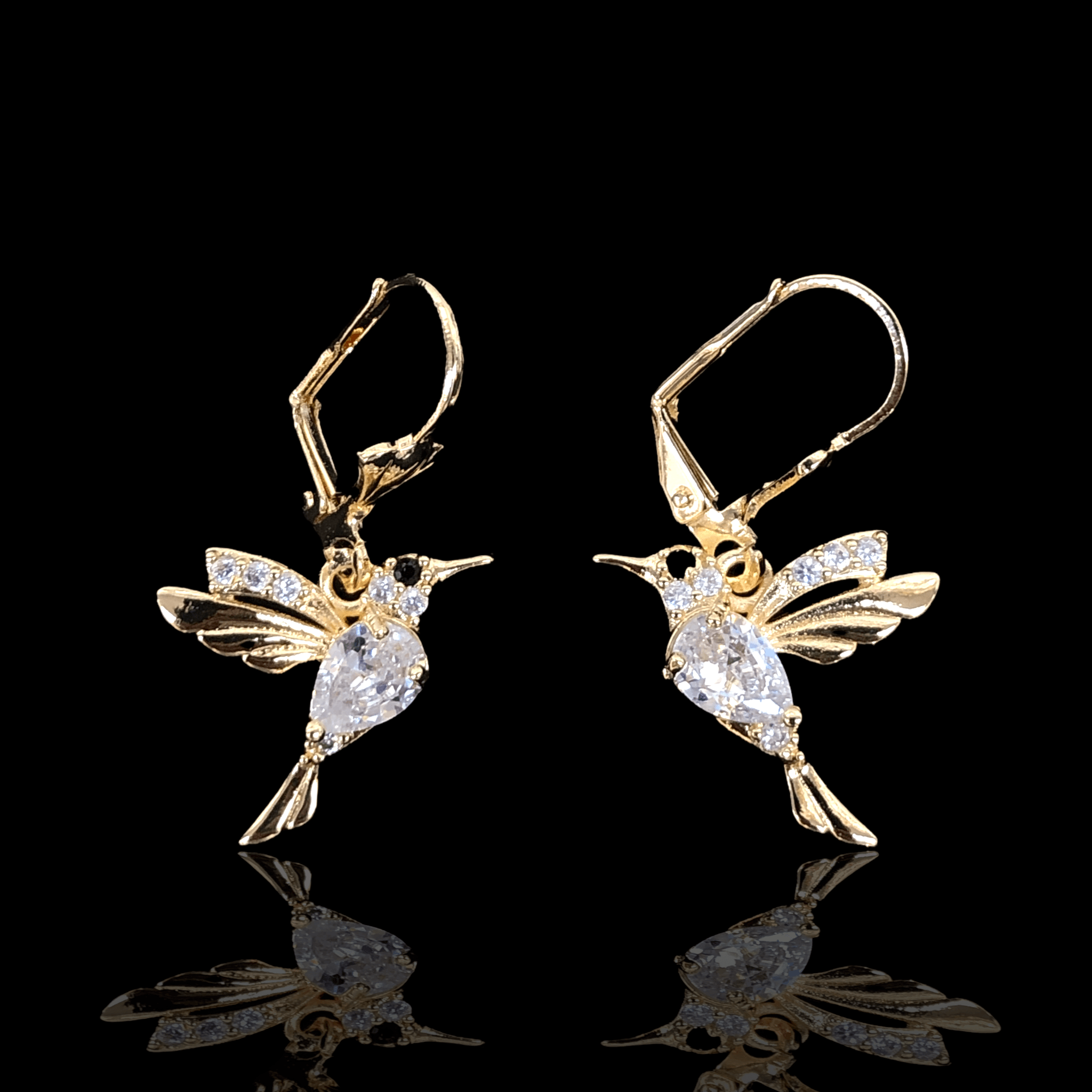 Oro Laminado Gold Filled Hummingbird Dangle Earrings
