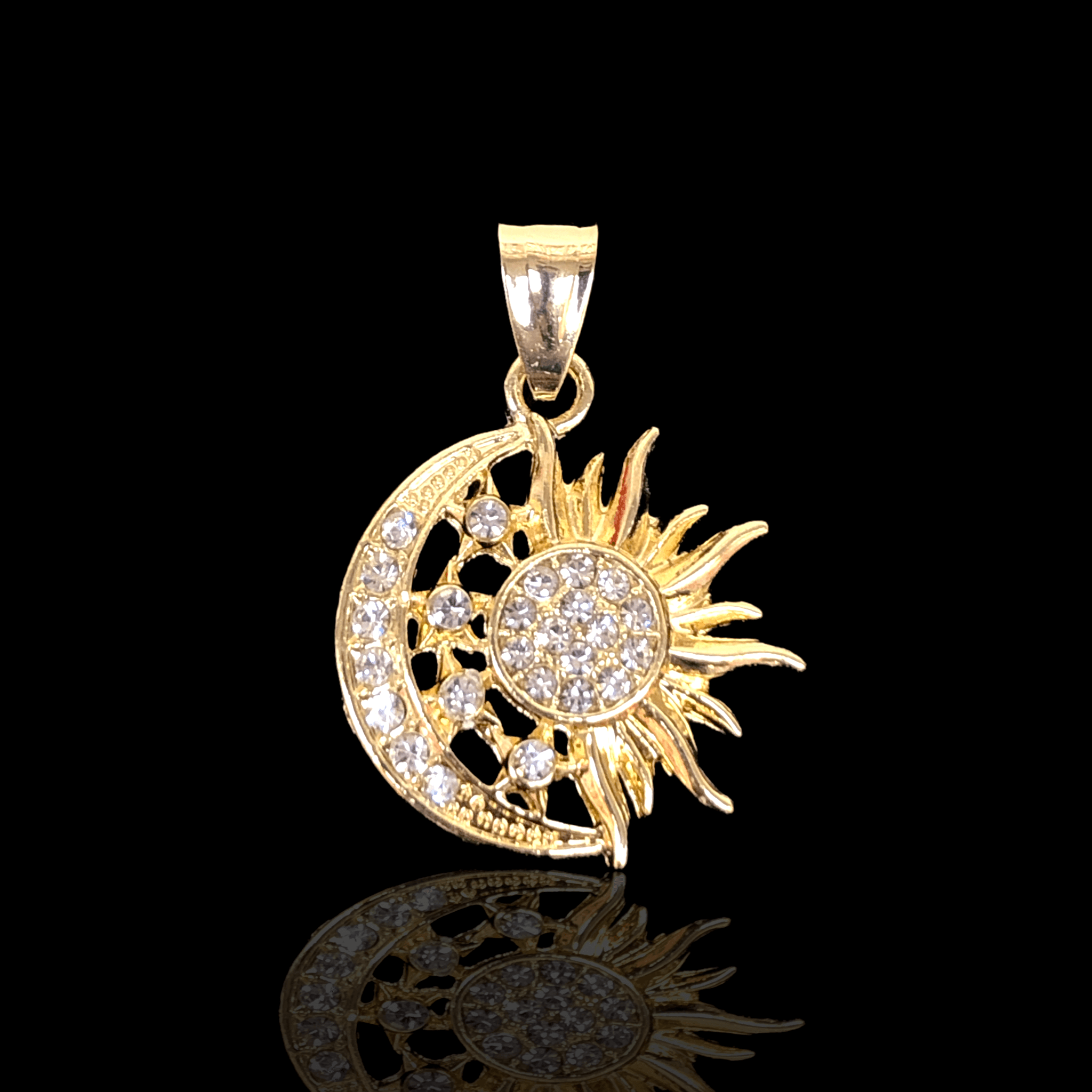 Oro Laminado Gold Filled Lunar Sun Celestial Pendant