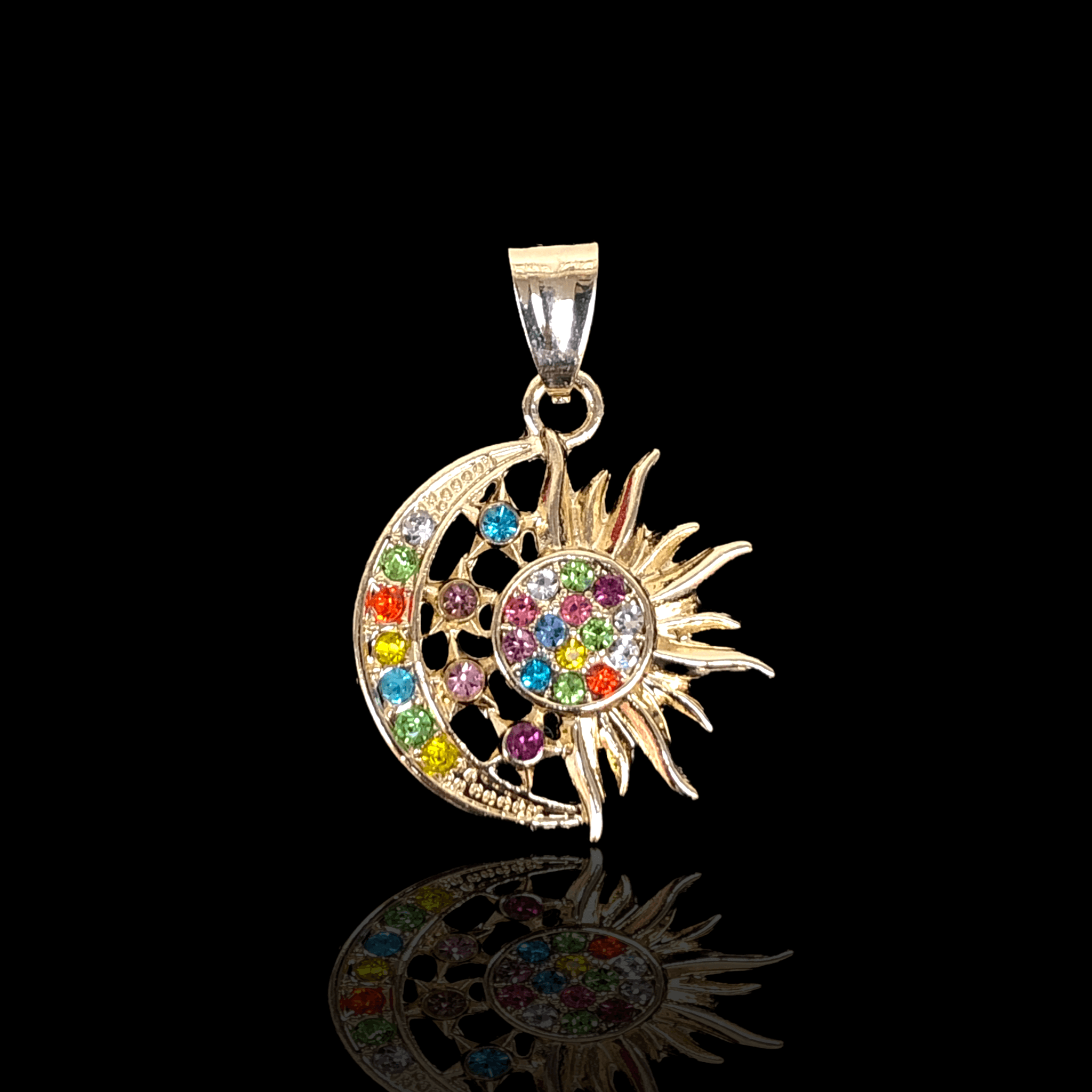 Oro Laminado Gold Filled Lunar Sun Celestial Pendant