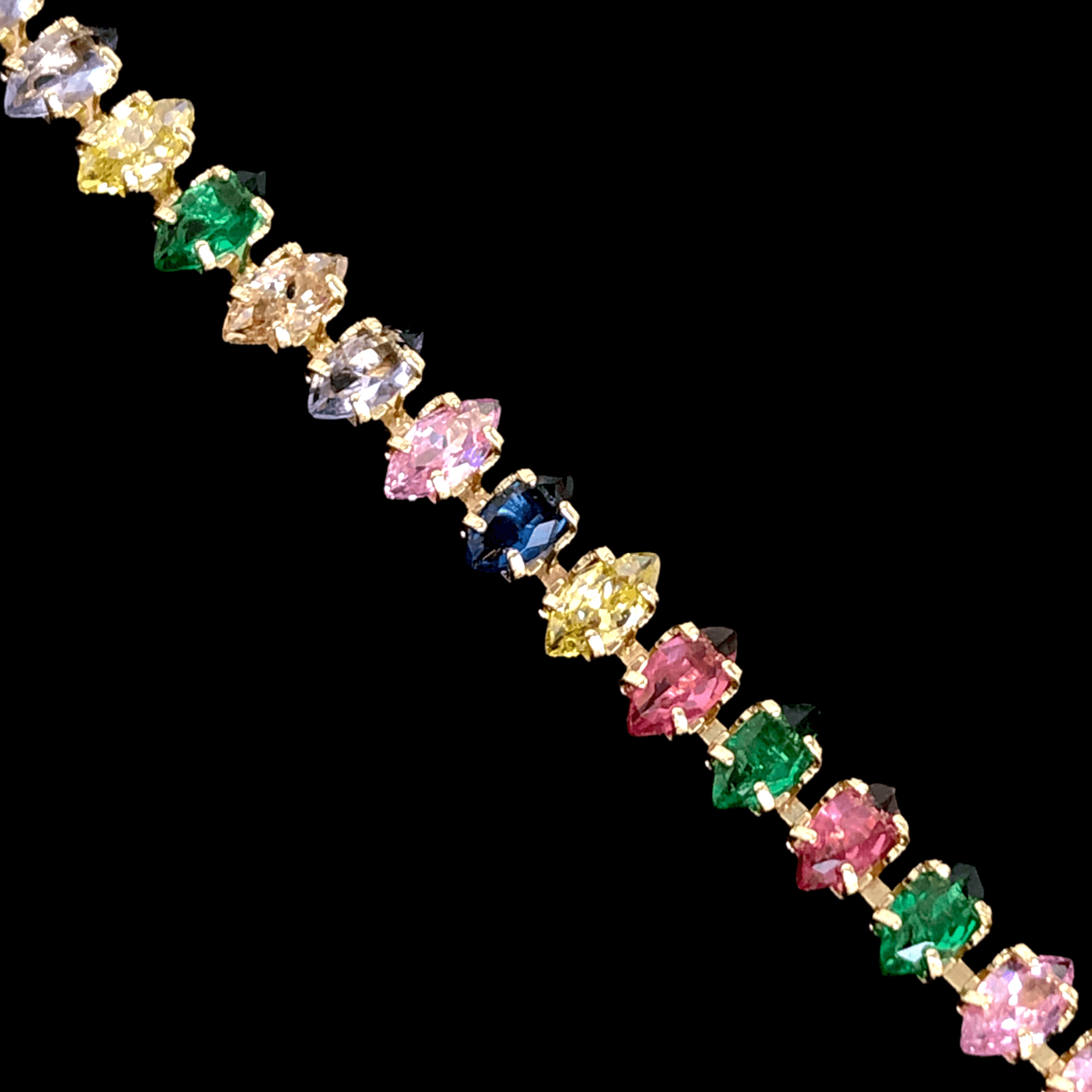 Oro Laminado Gold Filled Marquise Cut CZ Tennis Bracelet