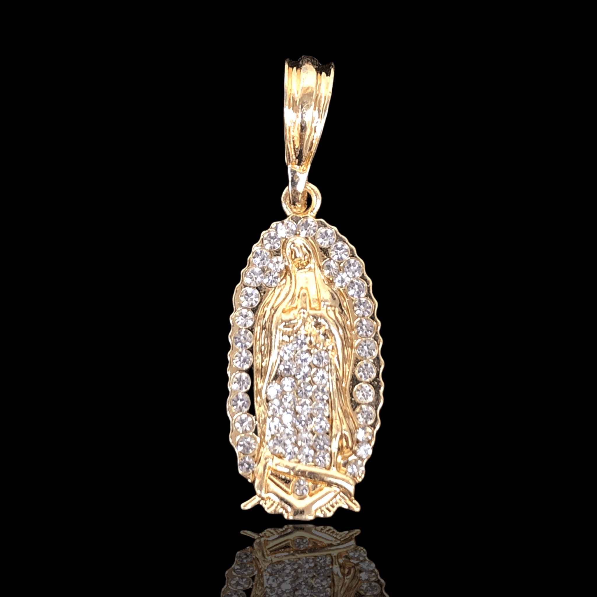 Oro Laminado Gold Filled Shining CZ Guadalupe Pendant