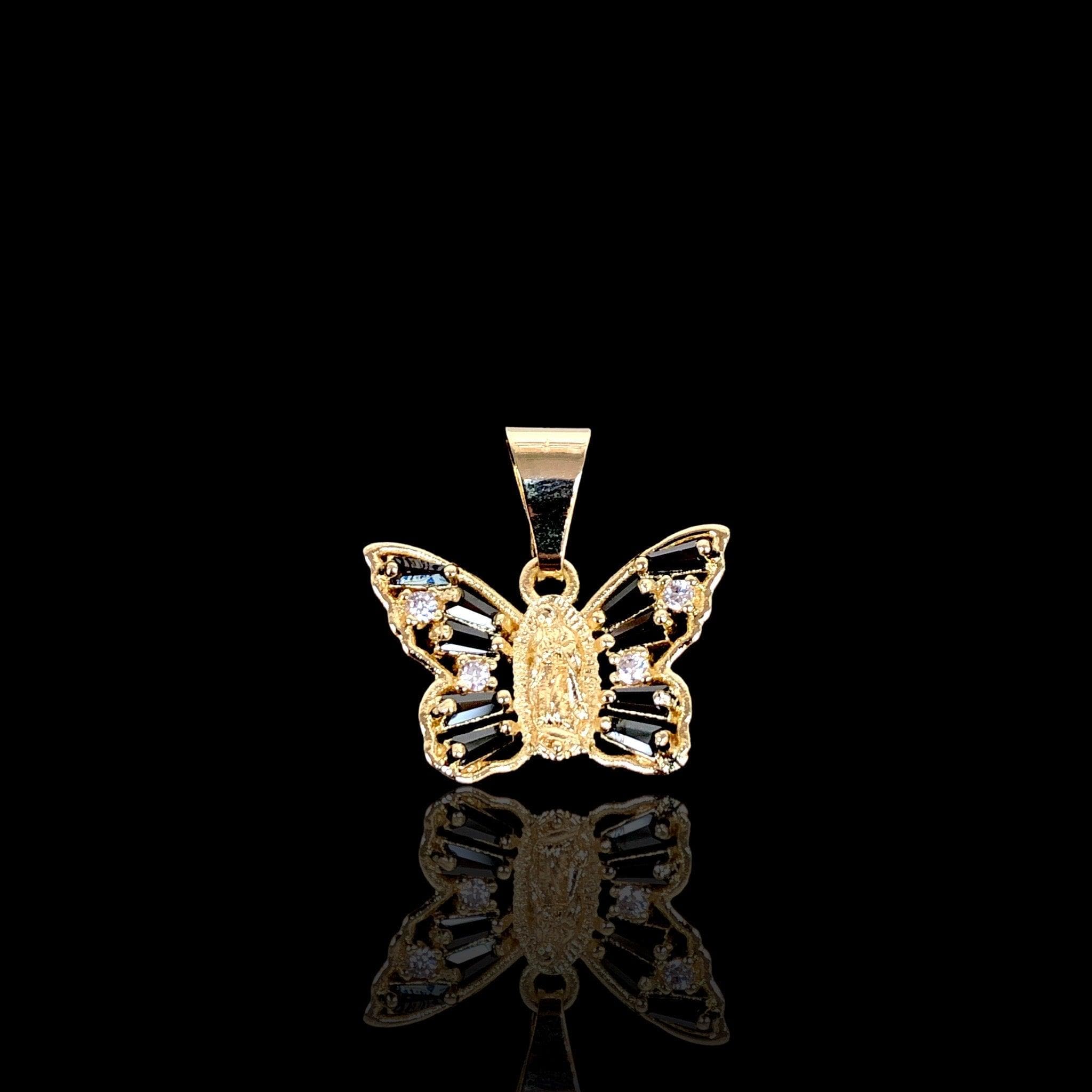 Oro Laminado Gold Filled Virgin Mary Guadalupe Butterfly Pendant