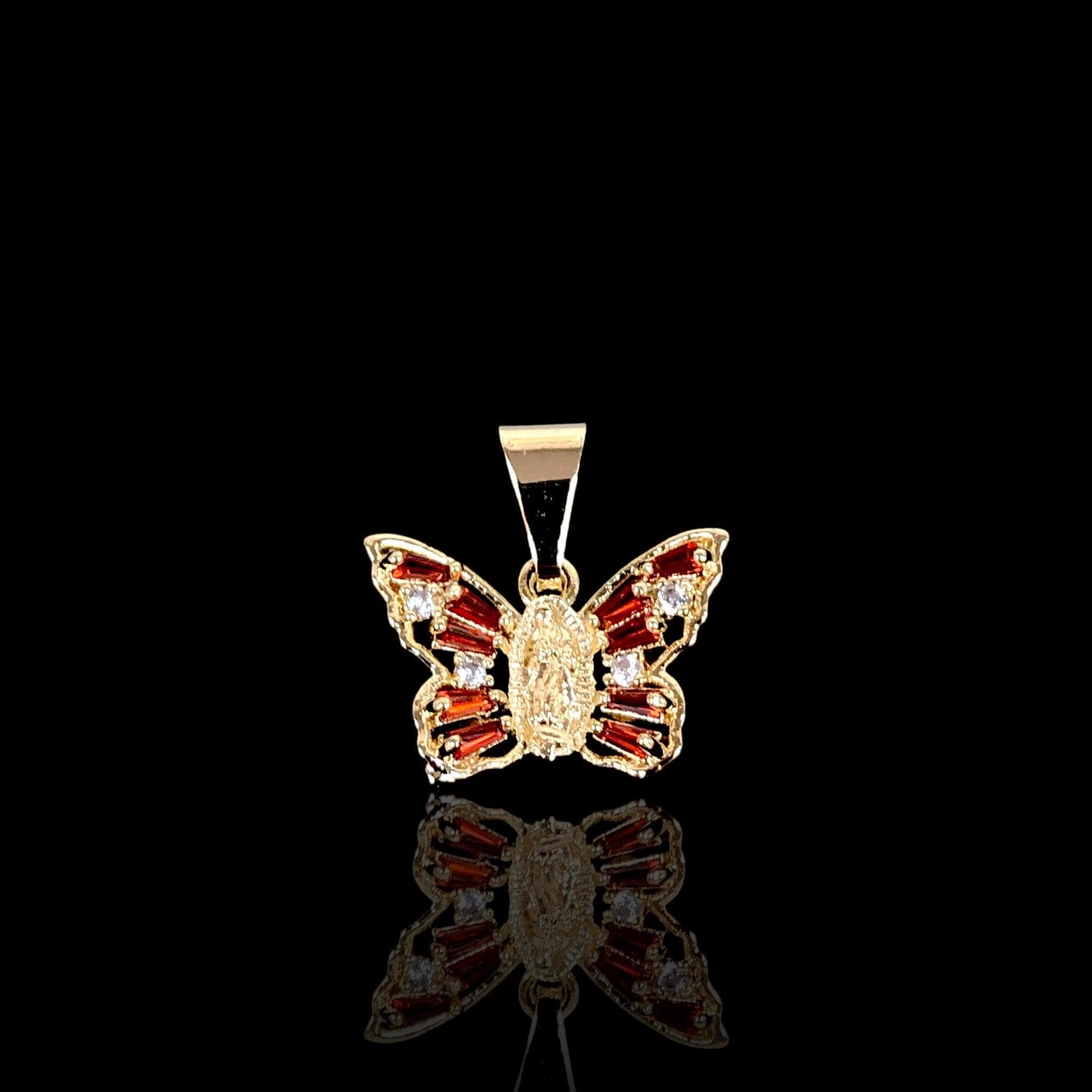 Oro Laminado Gold Filled Virgin Mary Guadalupe Butterfly Pendant