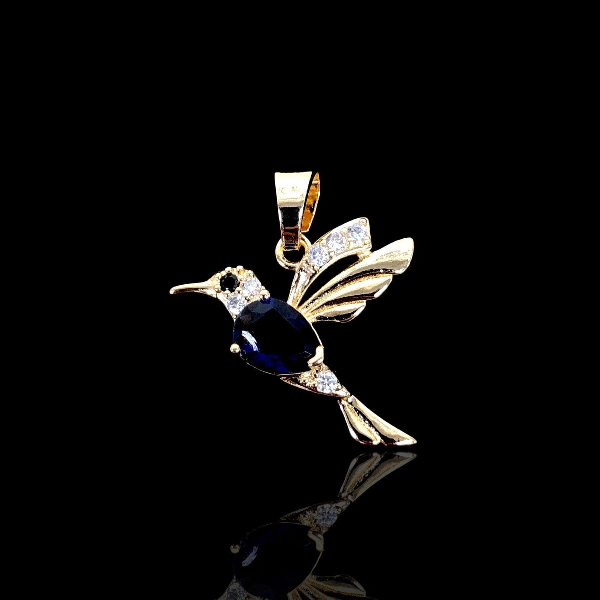 Oro Laminado Gold Filled Wild Flower Hummingbird Pendant
