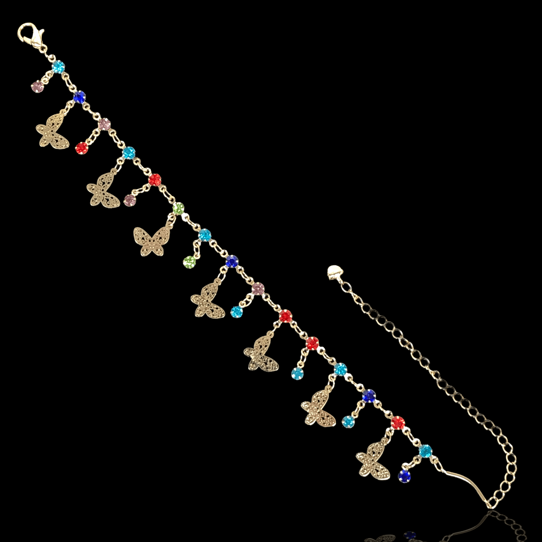 18k Gold-Filled Filigree Butterfly Anklet- KUANIA ORO LAMINADO