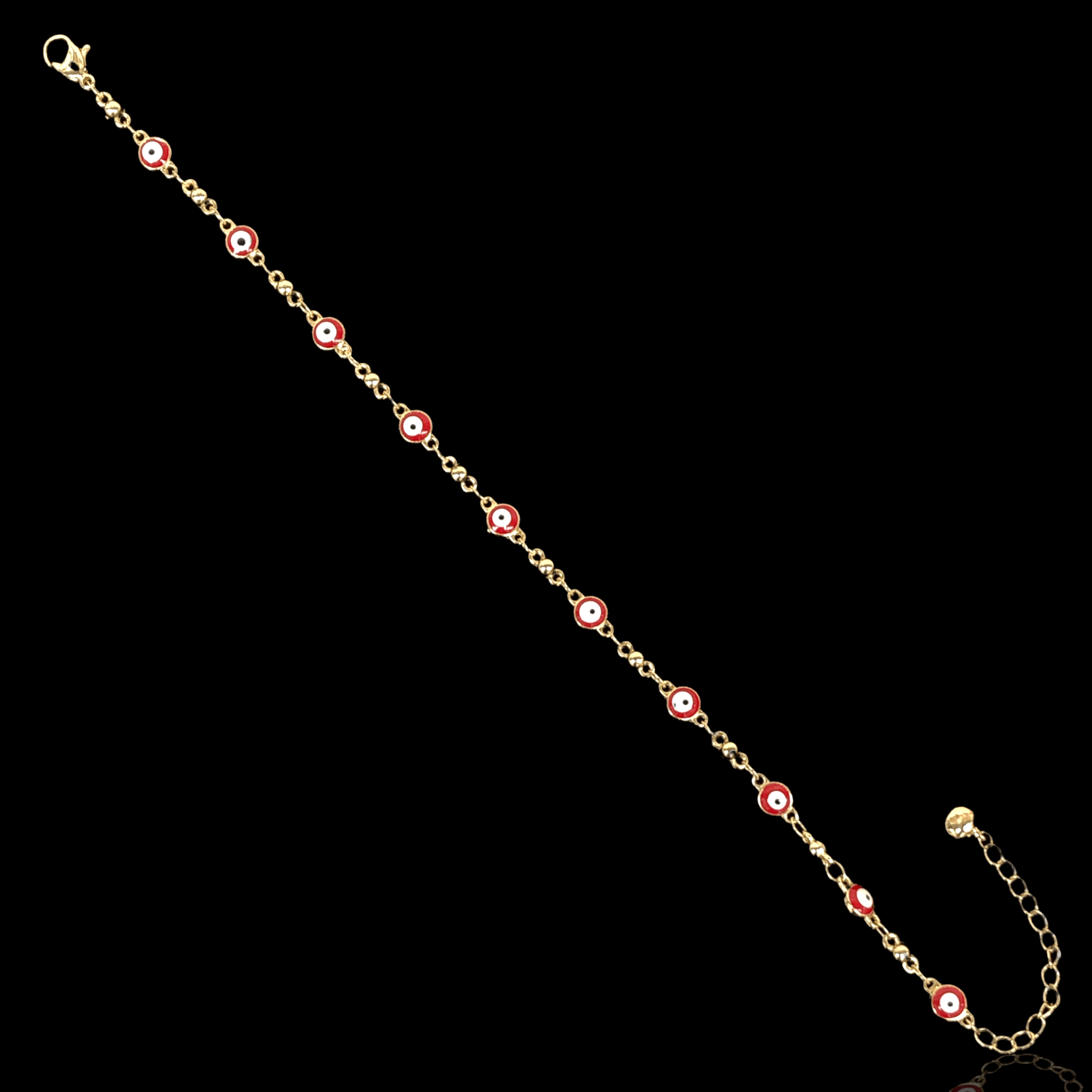 18k Gold-Filled 6mm Evil Eyes Anklet- KUANIA ORO LAMINADO