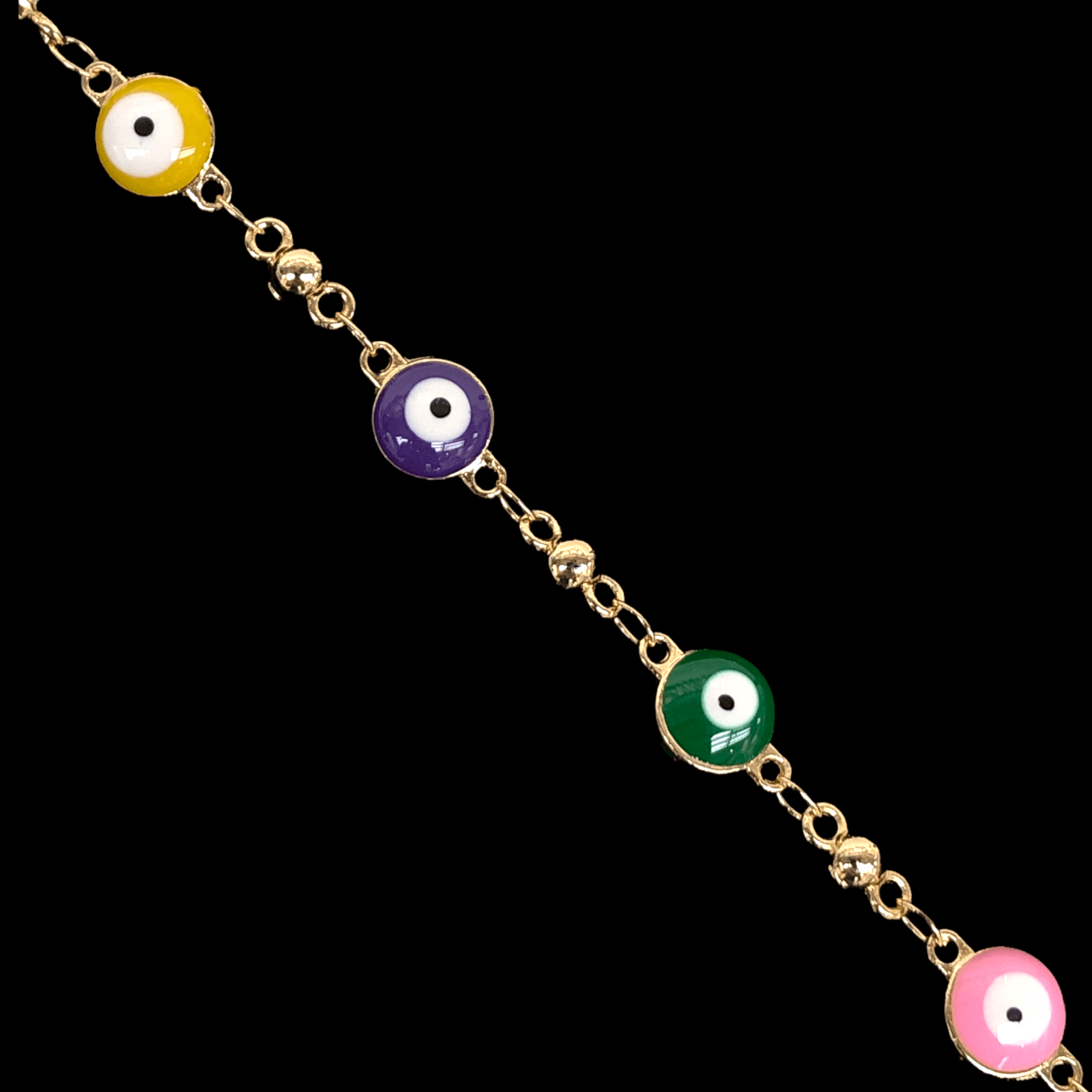 18k Gold-Filled 8mm Evil Eyes Anklet- KUANIA ORO LAMINADO