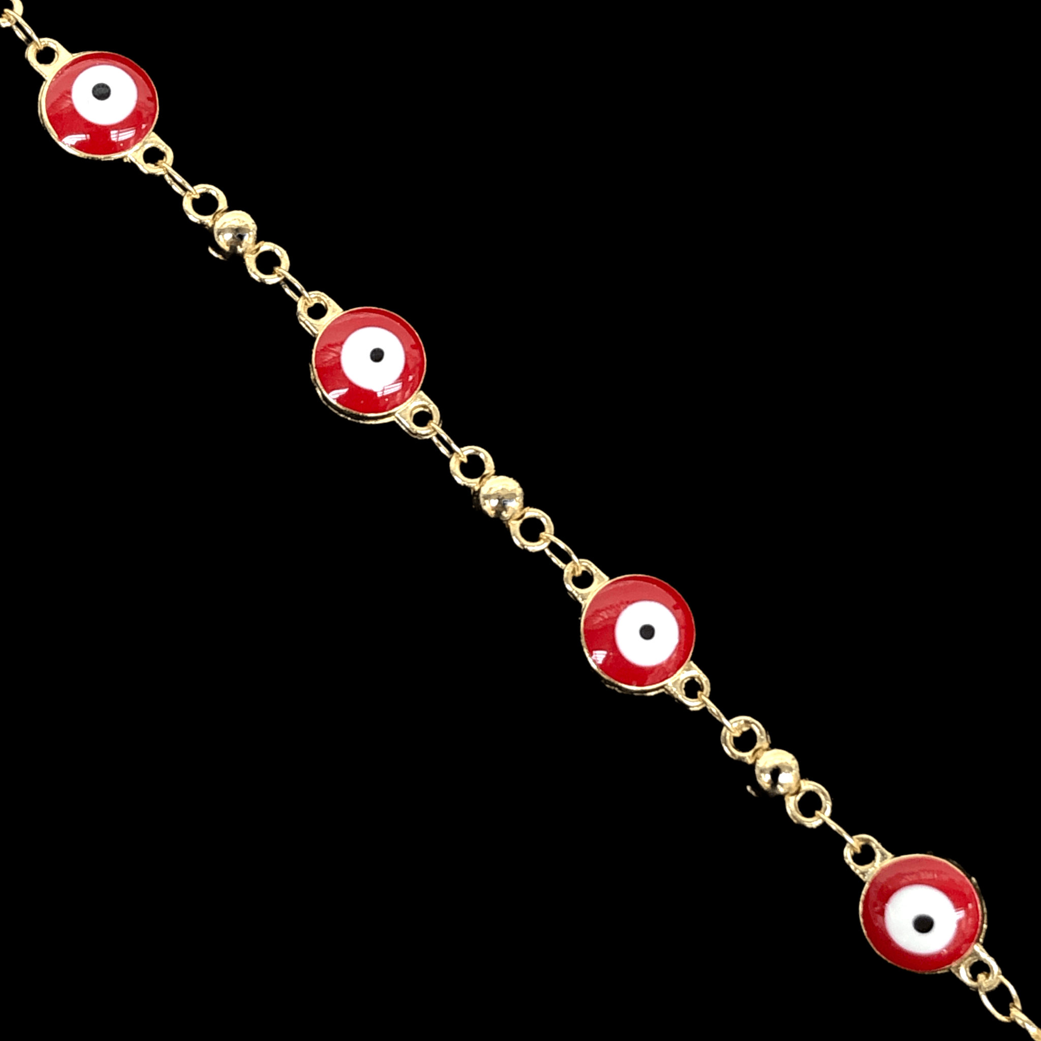 18k Gold-Filled 8mm Evil Eyes Anklet- KUANIA ORO LAMINADO