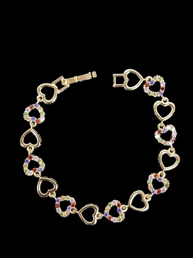18k Gold-Filled CZ Eternal Heart Bracelet- kuania oro laminado