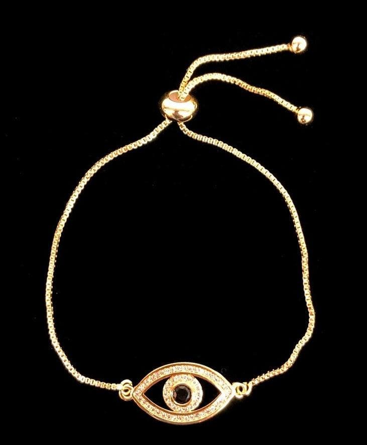 OLB 0081 -18K Gold Filled Oro Laminado ADJUSTABLE, BRACELET, EVIL EYE, NEW - KUANIA
