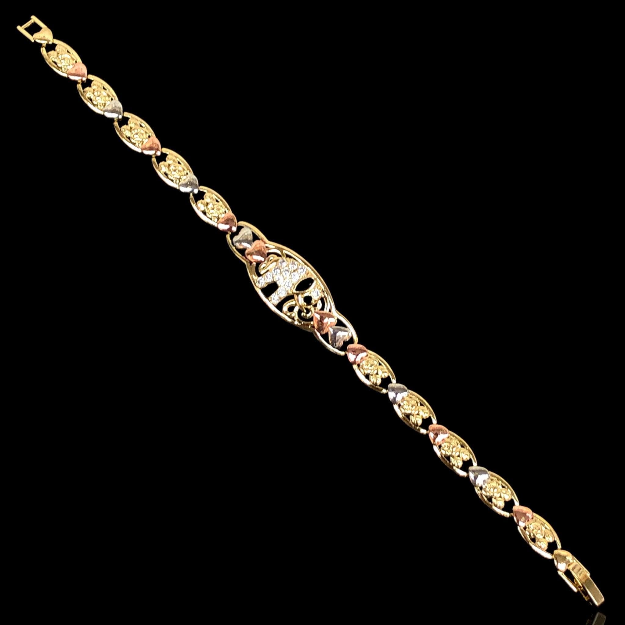 18k Gold-Filled Tricolor Fancy Elephant Bracelet
