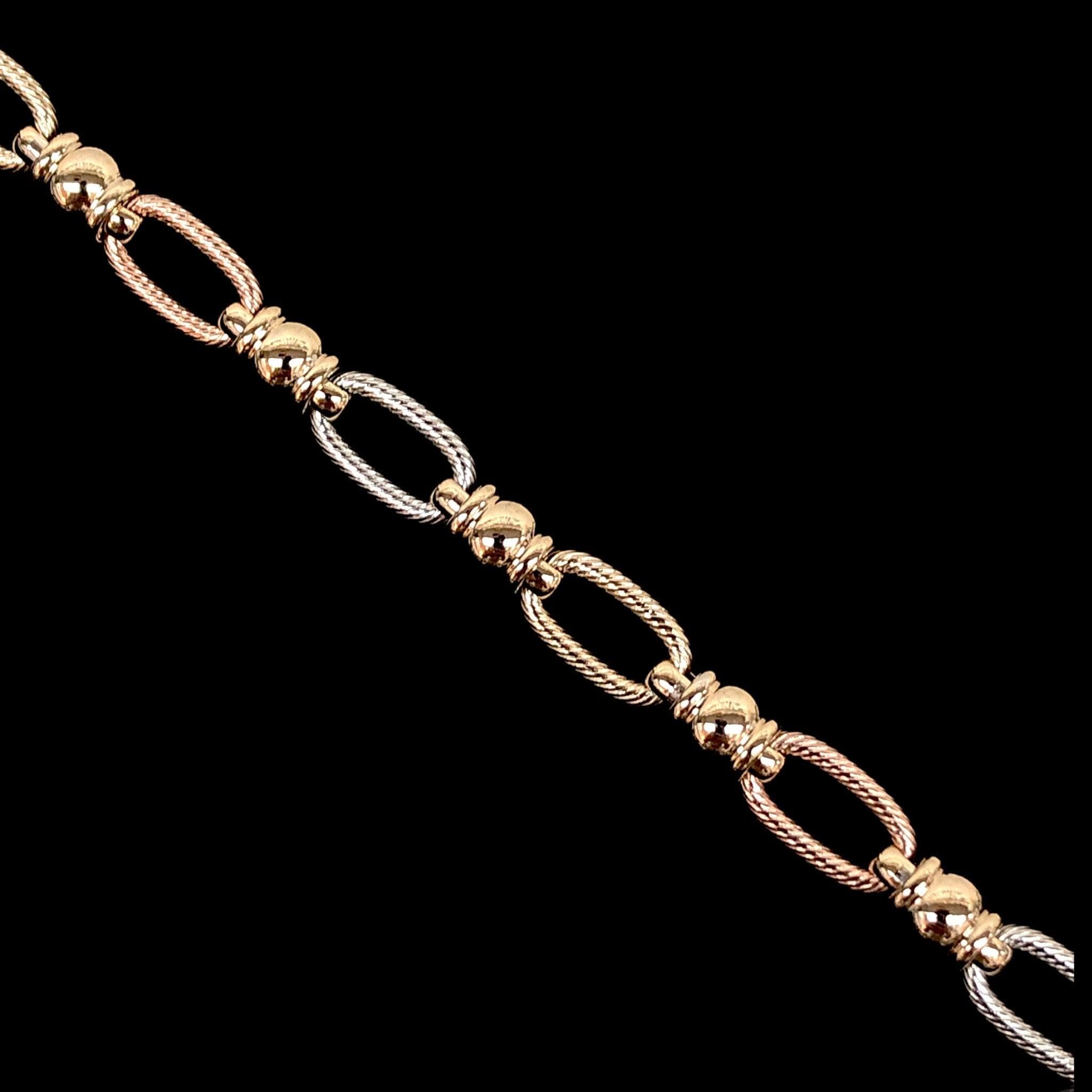 18k Gold-Filled Tricolor French Bohemian Bracelet-kuania oro laminado