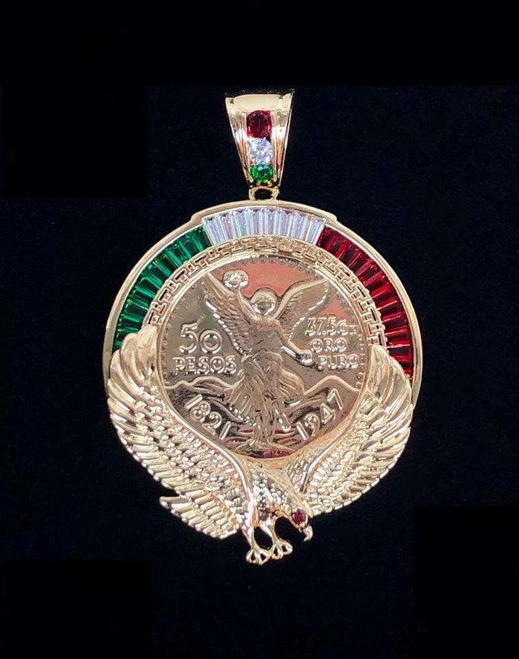18K Gold Filled CZ Eagle Frame Centenario Medallion -kuania oro laminado