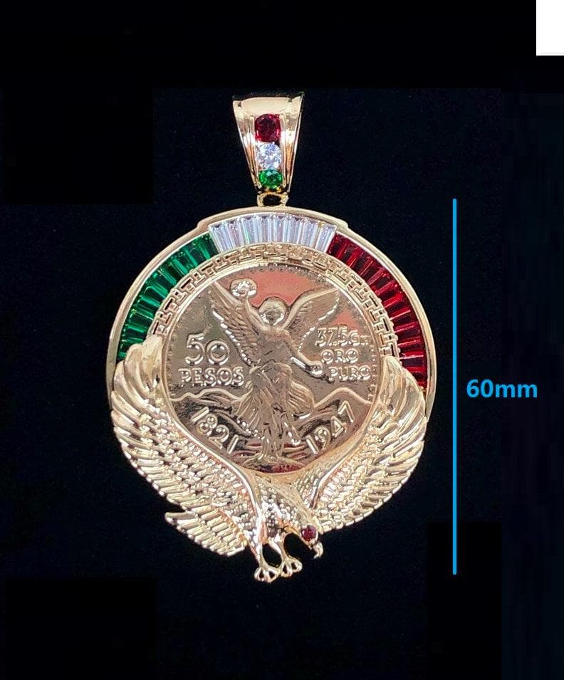 18K Gold Filled CZ Eagle Frame Centenario Medallion -kuania oro laminado
