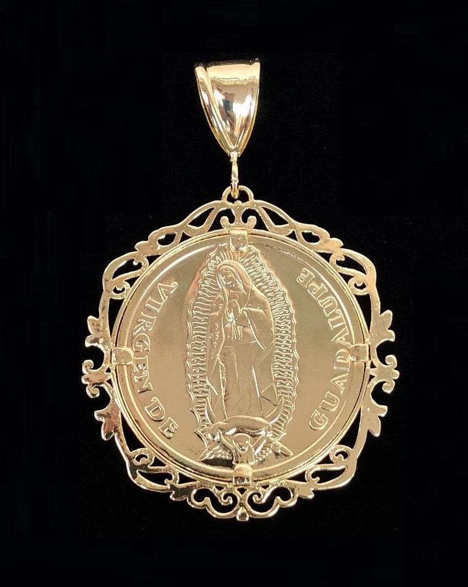 18K Gold Filled Filigree Frame San Judas Medallion Pendant- kuania oro laminado