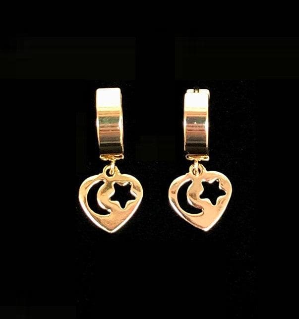 OLE 0074 -18K Gold Filled Oro Laminado DANGLE EARRINGS, EARRINGS, NEW, STAINLESS STEEL - KUANIA