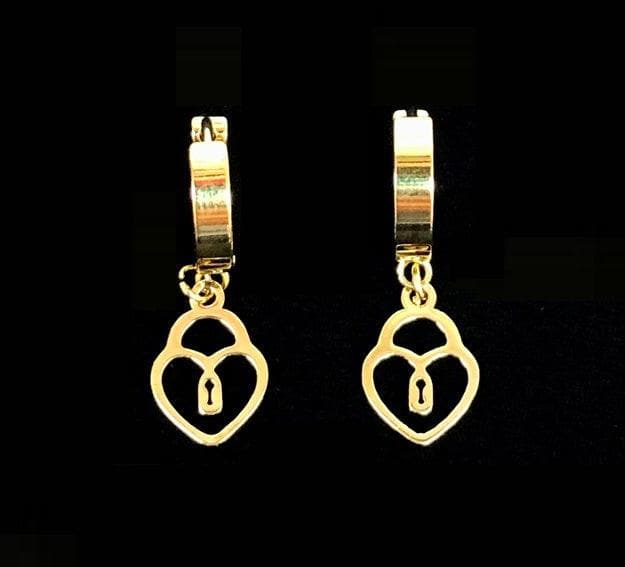 OLE 0075 -18K Gold Filled Oro Laminado DANGLE EARRINGS, EARRINGS, NEW, STAINLESS STEEL - KUANIA