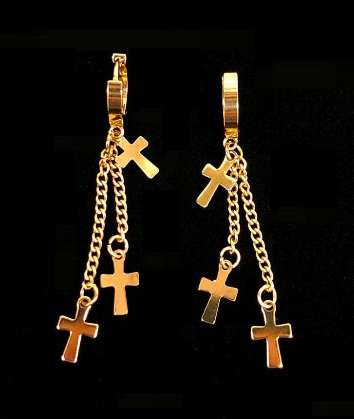 OLE 0087 -18K Gold Filled Oro Laminado DANGLE EARRINGS, EARRINGS, NEW, STAINLESS STEEL - KUANIA