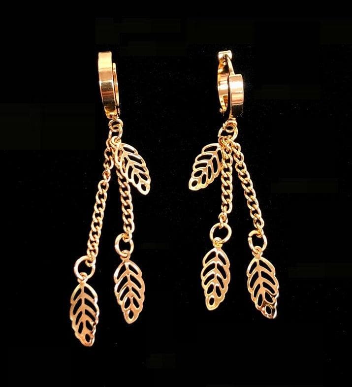 OLE 0088 -18K Gold Filled Oro Laminado DANGLE EARRINGS, EARRINGS, NEW, STAINLESS STEEL - KUANIA