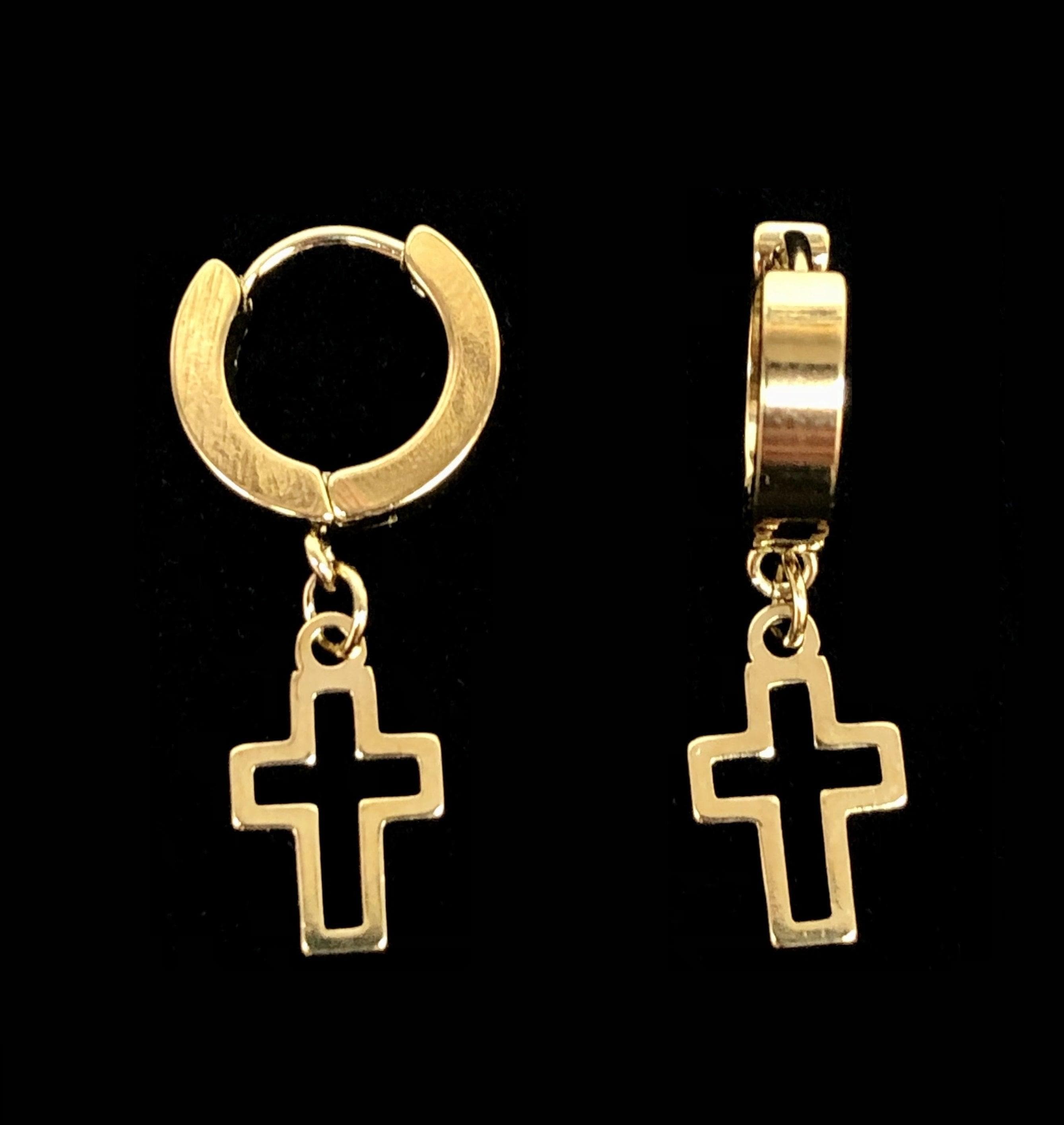 OLE 0091 -18K Gold Filled Oro Laminado DANGLE EARRINGS, EARRINGS, NEW, STAINLESS STEEL - KUANIA