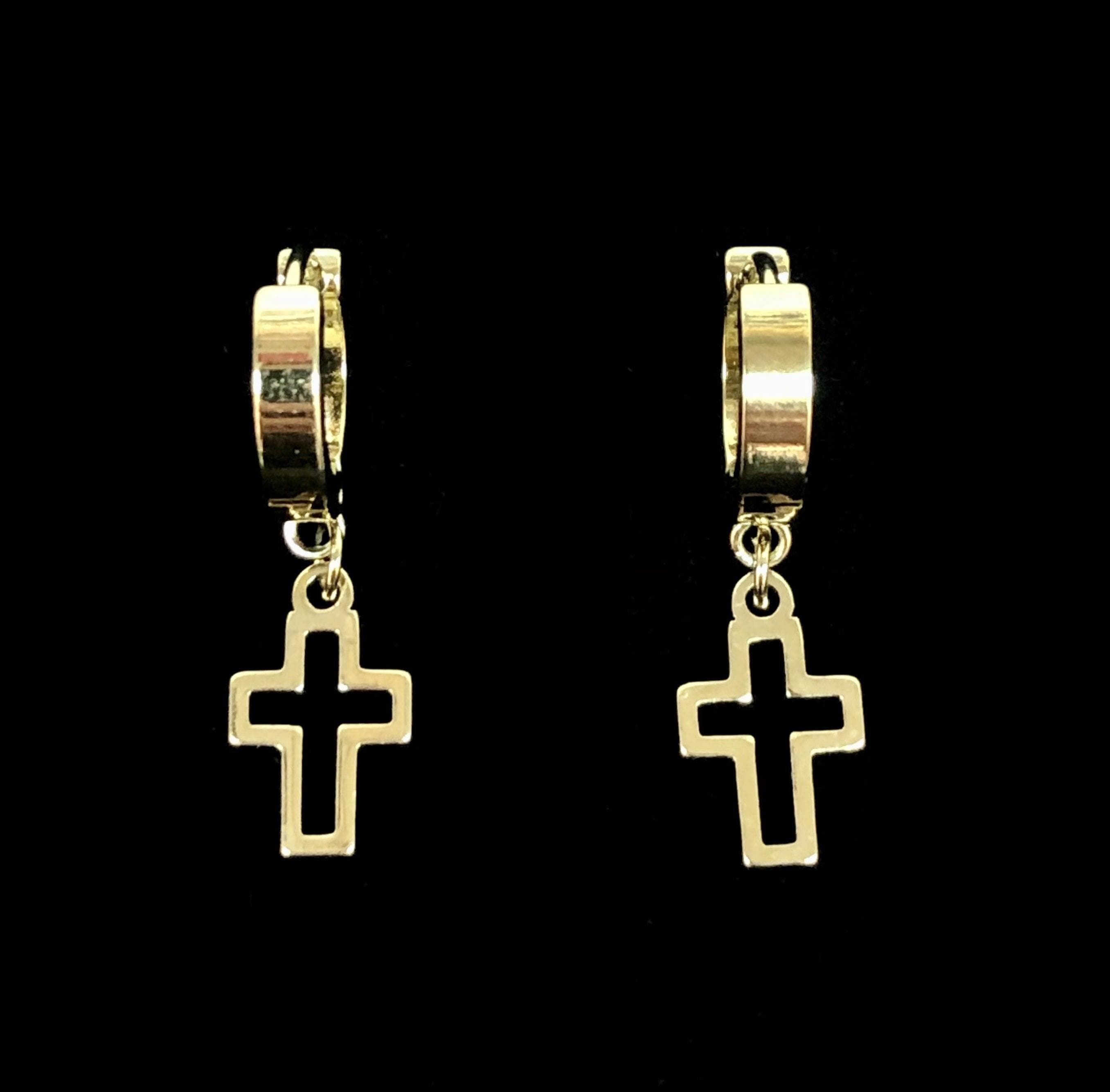 OLE 0091 -18K Gold Filled Oro Laminado DANGLE EARRINGS, EARRINGS, NEW, STAINLESS STEEL - KUANIA