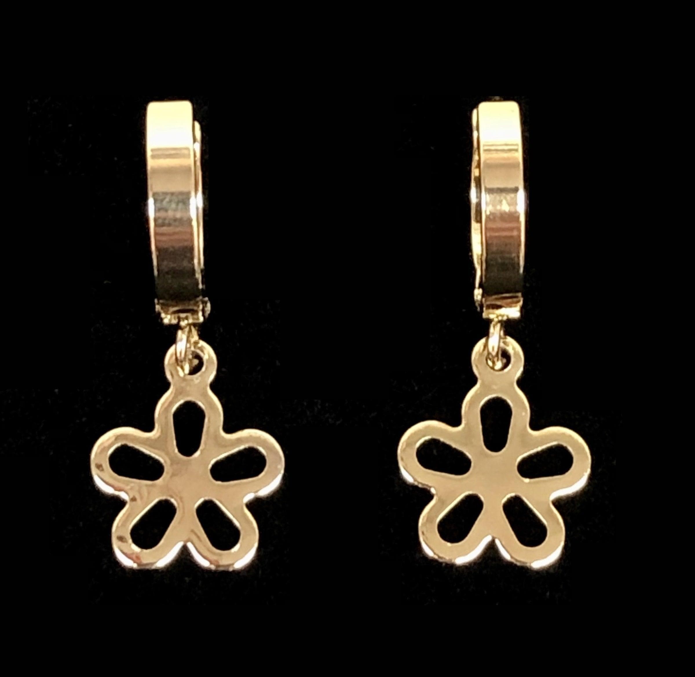 OLE 0093 -18K Gold Filled Oro Laminado DANGLE EARRINGS, EARRINGS, NEW, STAINLESS STEEL - KUANIA