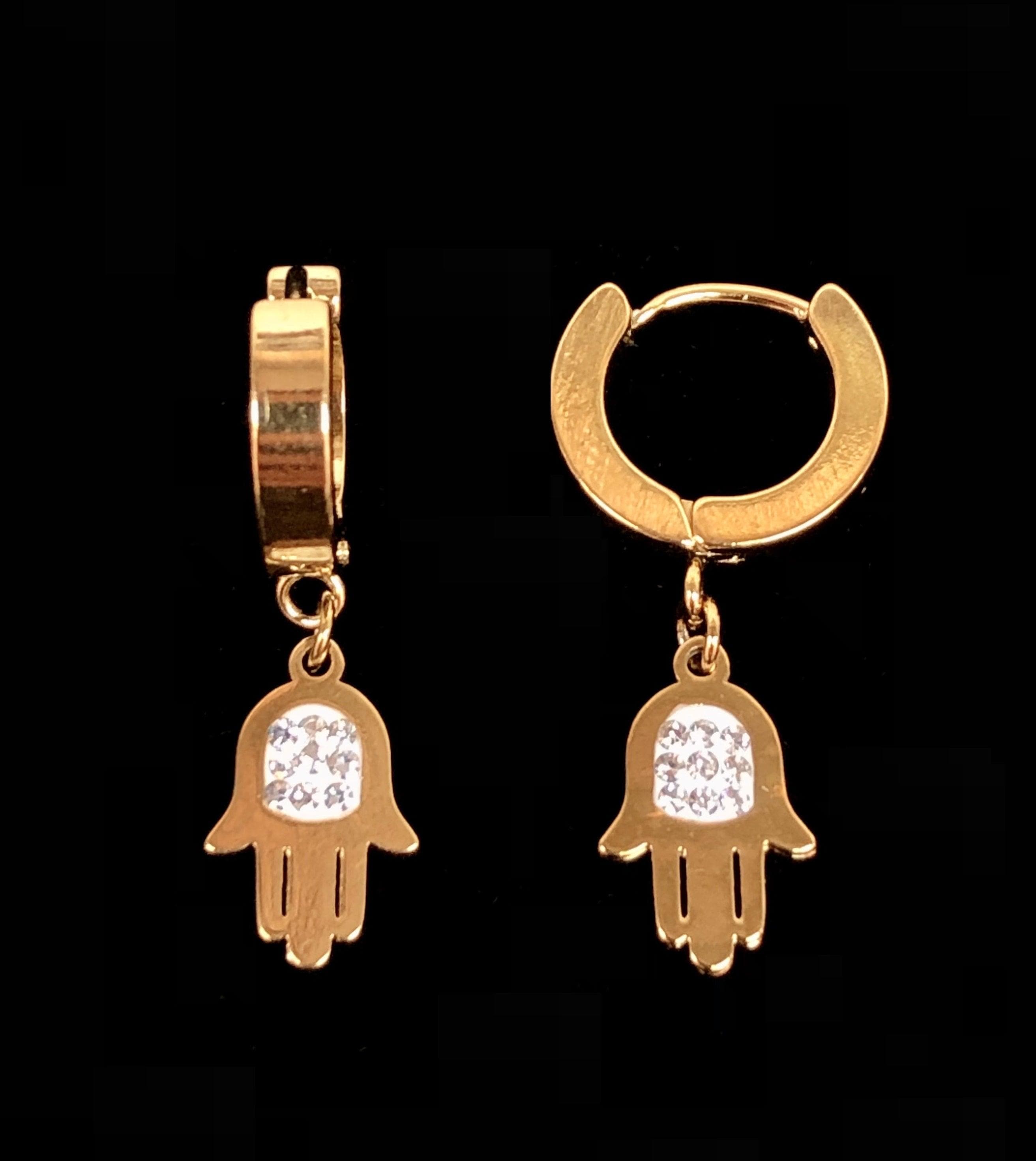 OLE 0100 -18K Gold Filled Oro Laminado DANGLE EARRINGS, EARRINGS, NEW, STAINLESS STEEL - KUANIA