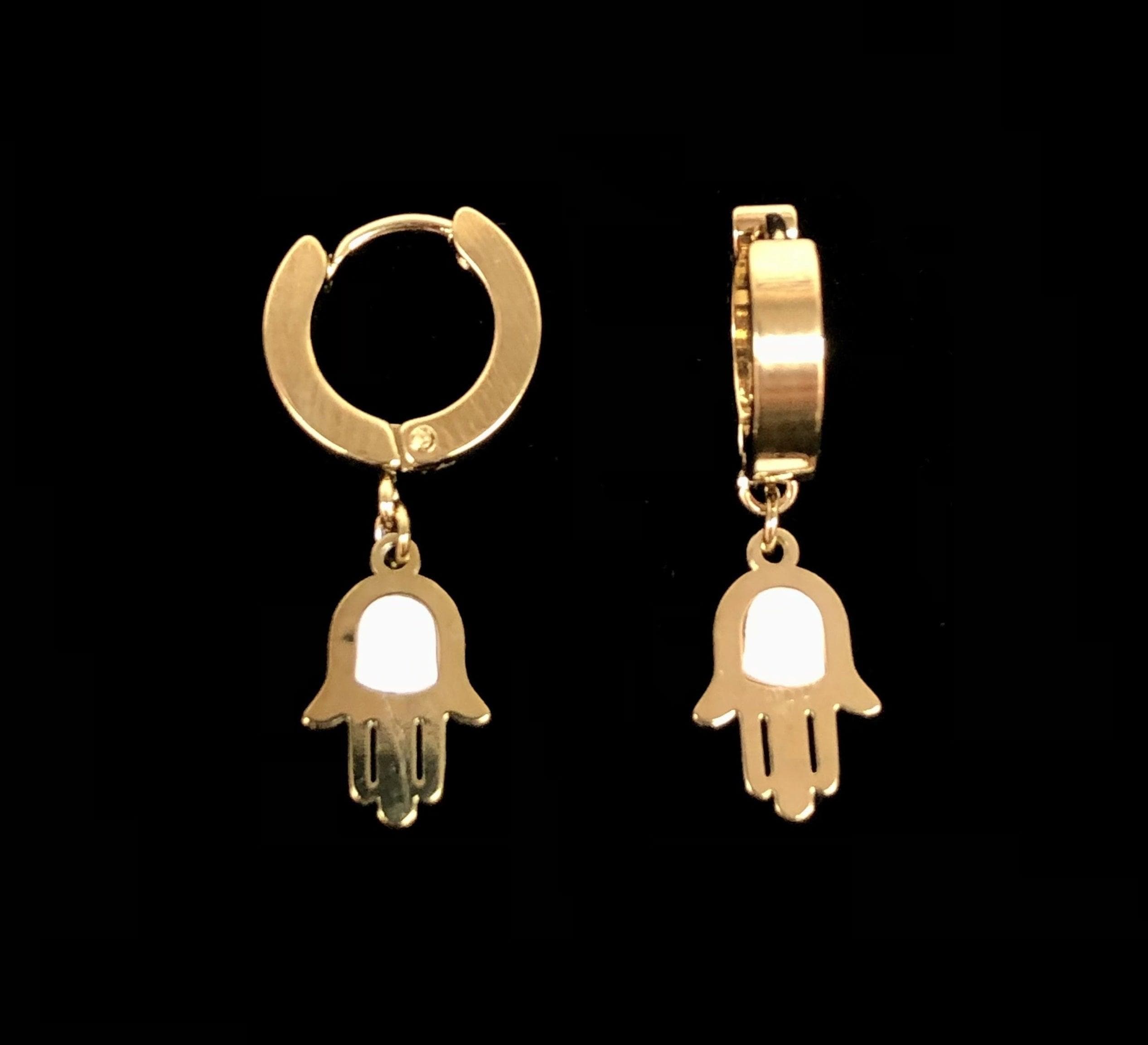 OLE 0101 -18K Gold Filled Oro Laminado DANGLE EARRINGS, EARRINGS, NEW, STAINLESS STEEL - KUANIA
