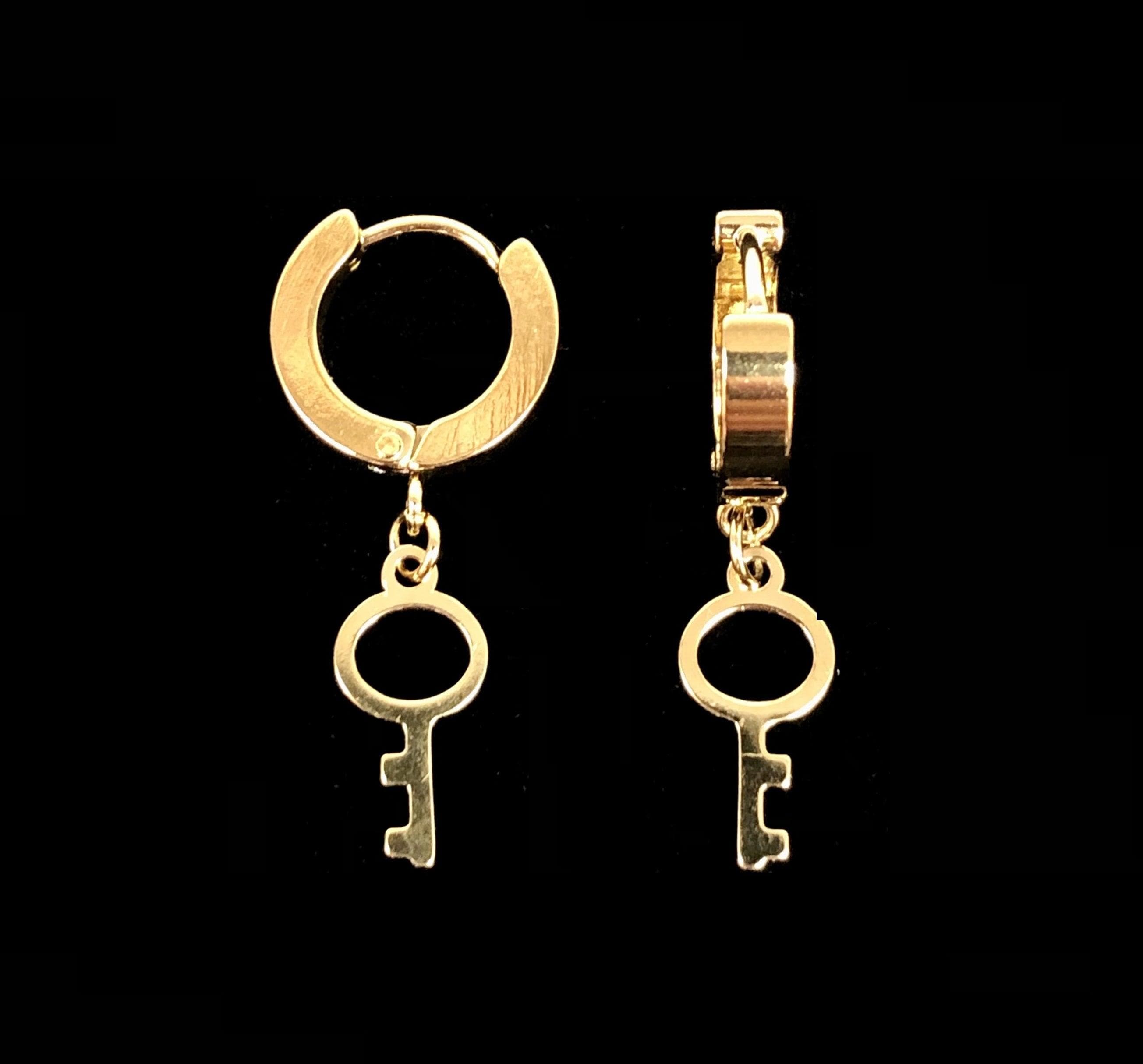 OLE 0102 -18K Gold Filled Oro Laminado DANGLE EARRINGS, EARRINGS, NEW, STAINLESS STEEL - KUANIA