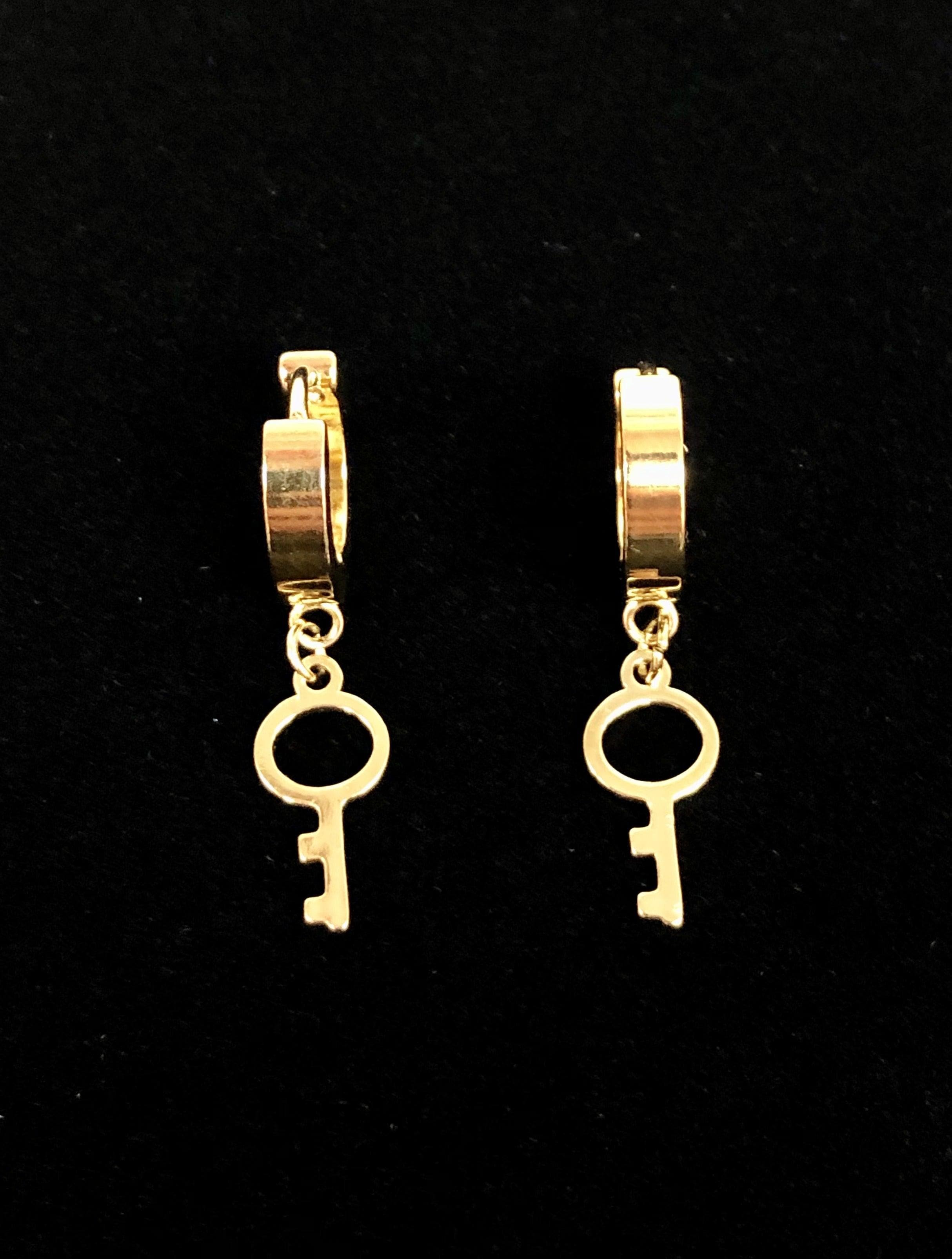 OLE 0102 -18K Gold Filled Oro Laminado DANGLE EARRINGS, EARRINGS, NEW, STAINLESS STEEL - KUANIA