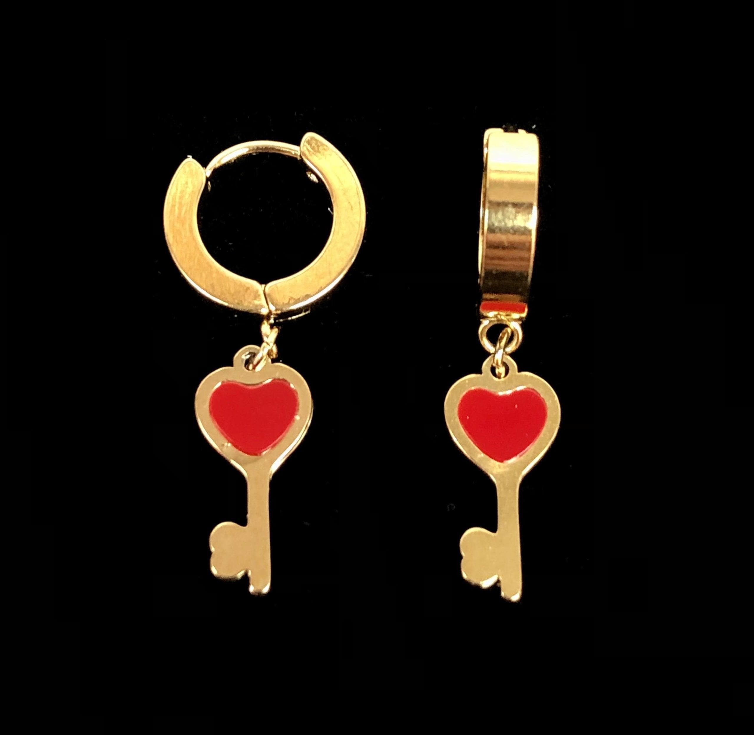 OLE 0103 -18K Gold Filled Oro Laminado DANGLE EARRINGS, EARRINGS, NEW, STAINLESS STEEL - KUANIA