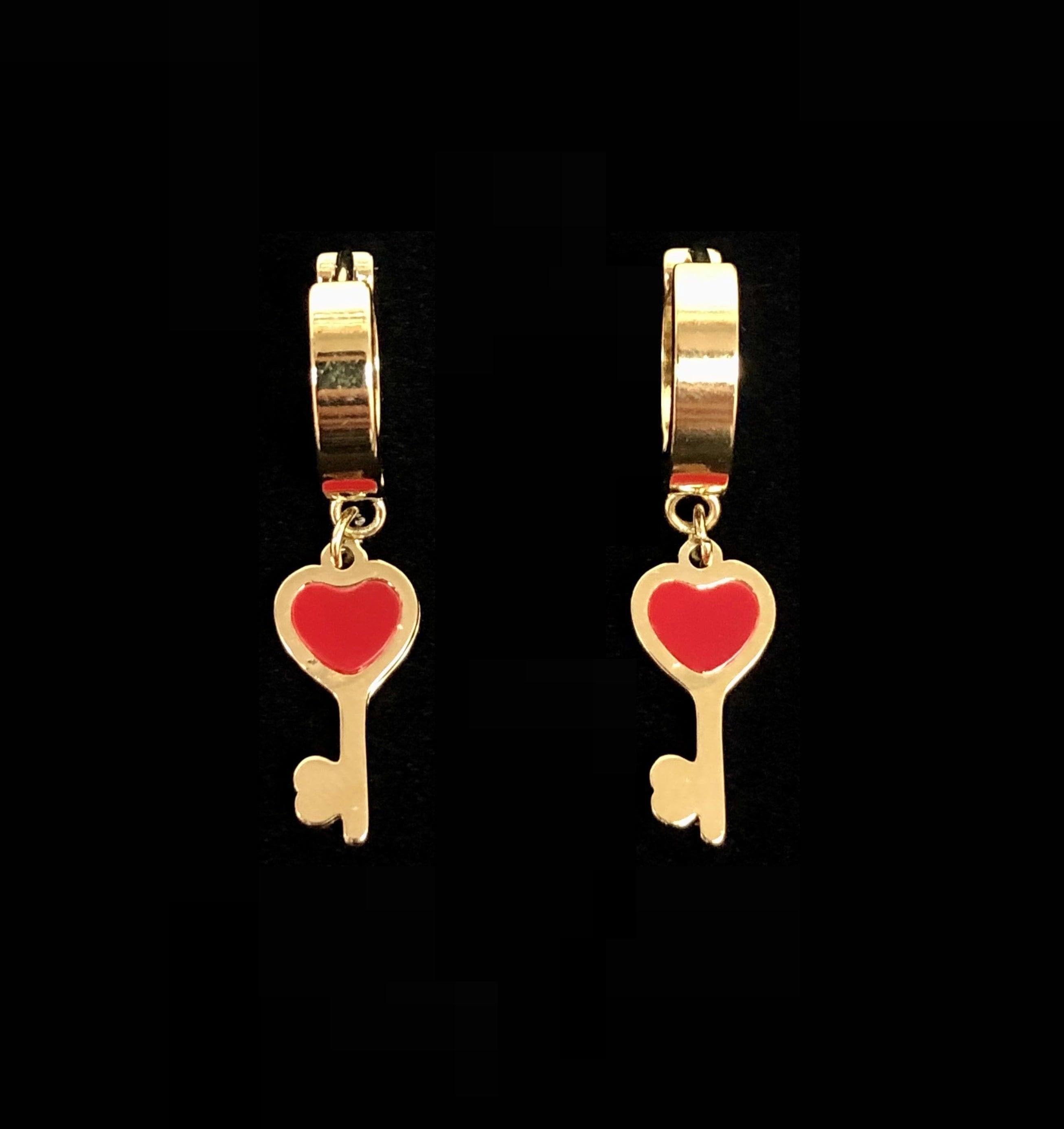 OLE 0103 -18K Gold Filled Oro Laminado DANGLE EARRINGS, EARRINGS, NEW, STAINLESS STEEL - KUANIA