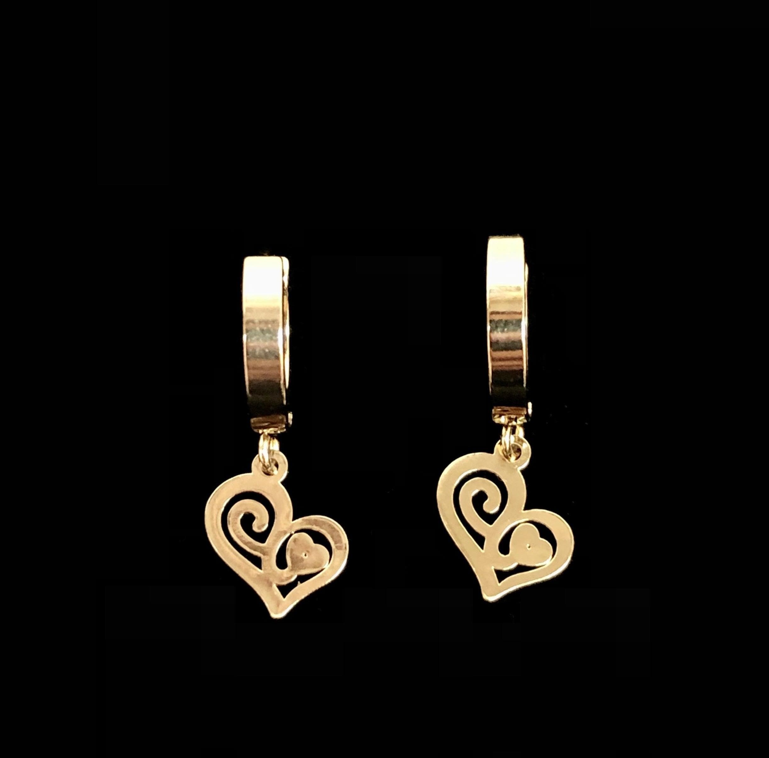 OLE 0107 -18K Gold Filled Oro Laminado DANGLE EARRINGS, EARRINGS, NEW, STAINLESS STEEL - KUANIA