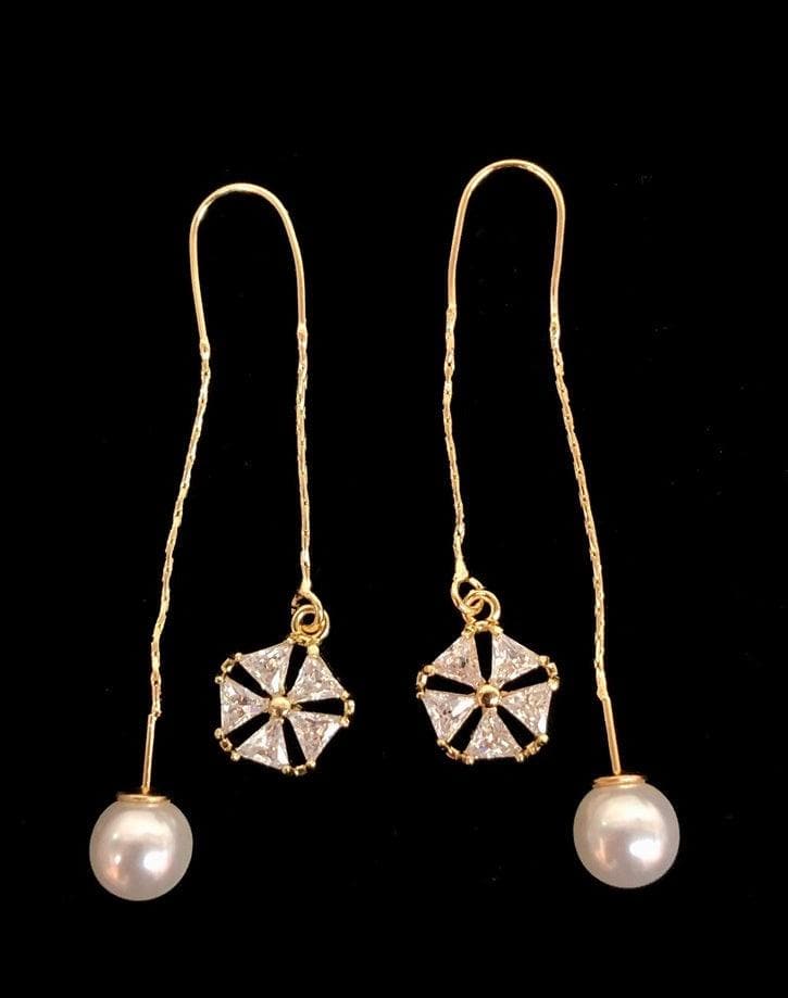 OLE 0111 -18K Gold Filled Oro Laminado DANGLE EARRINGS, EARRINGS, NEW - KUANIA