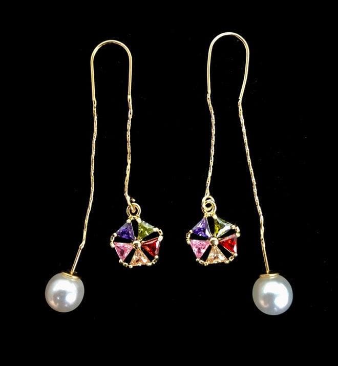 OLE 0111 -18K Gold Filled Oro Laminado DANGLE EARRINGS, EARRINGS, NEW - KUANIA