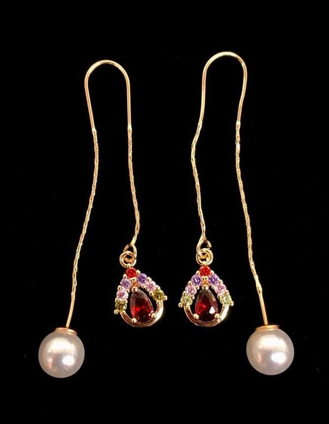 OLE 0112 -18K Gold Filled Oro Laminado DANGLE EARRINGS, EARRINGS, NEW - KUANIA